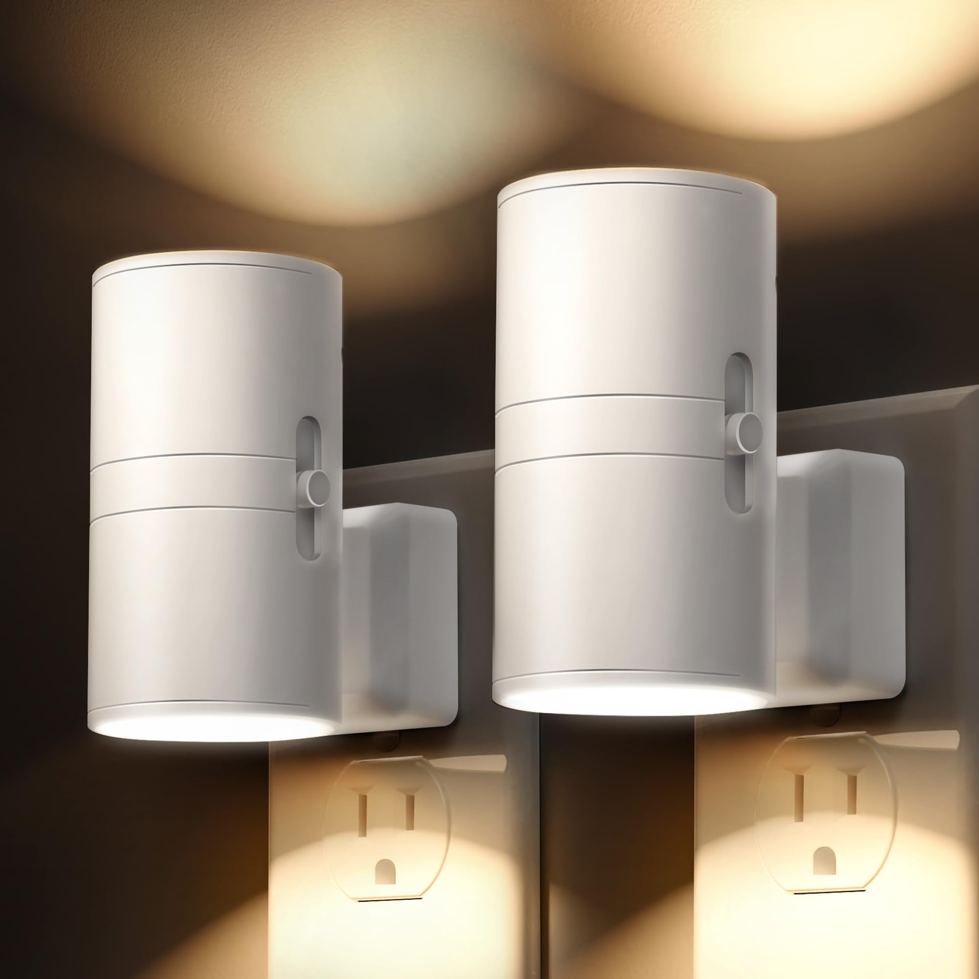 L Lohas Led Night Light, Soft White 3000K, Dimmable, Light Sensor, 2 Pack, Model Gy-063-02-Wh-Us-2, Plug-In For