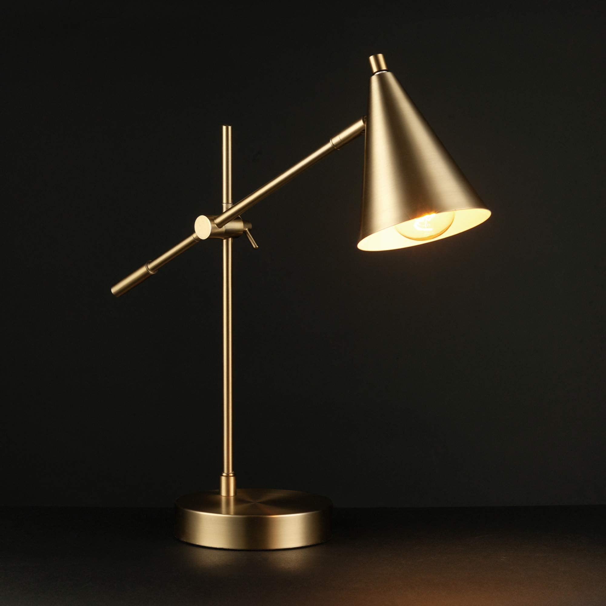 Globe Electric Desk Lamp 18in Adjustable Height Matte Brass Model 52887 Metal Shade