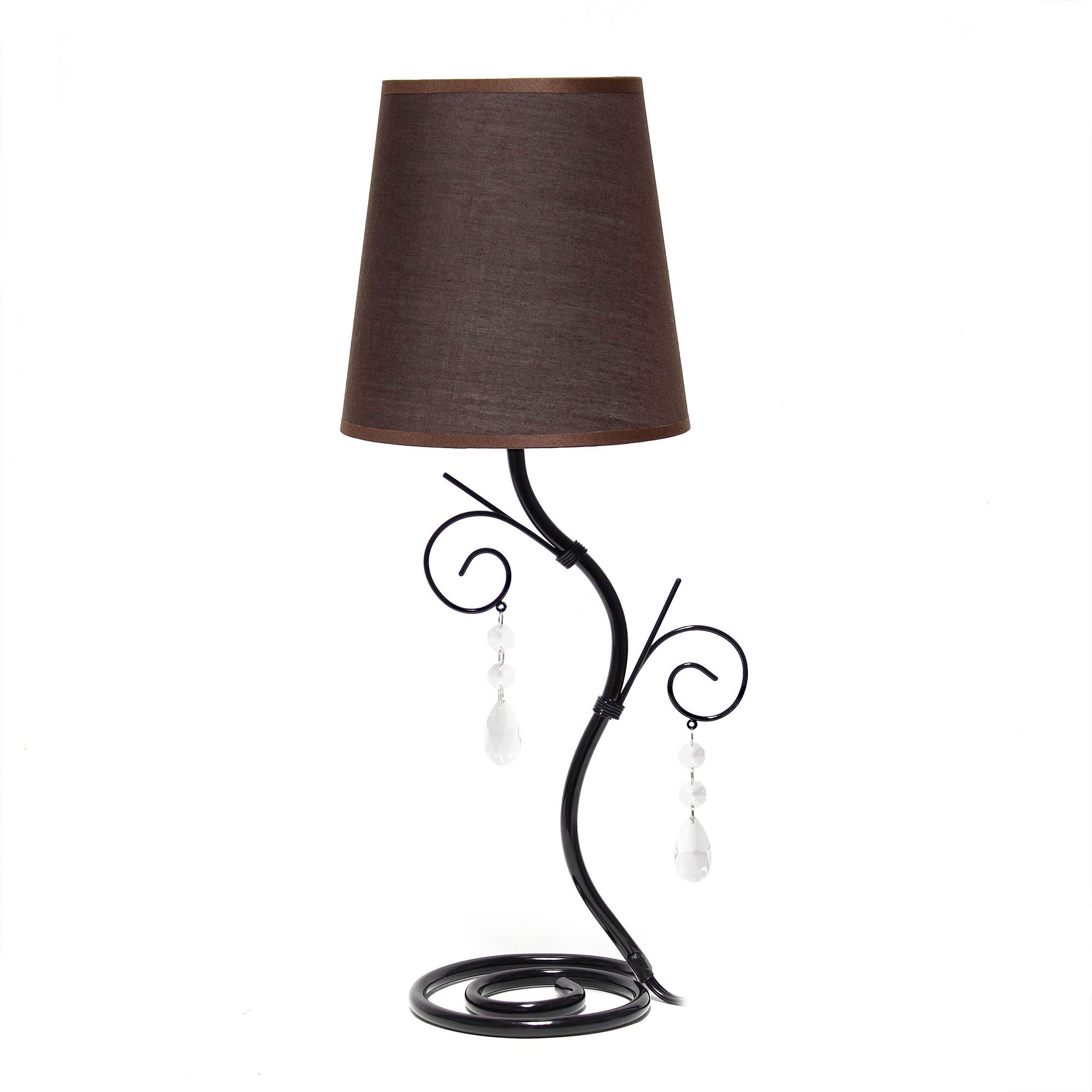 Creekwood Home 19&quot; Metal Winding Ivy Table Desk Lamp With Brown Fabric Shade, Black/Brown