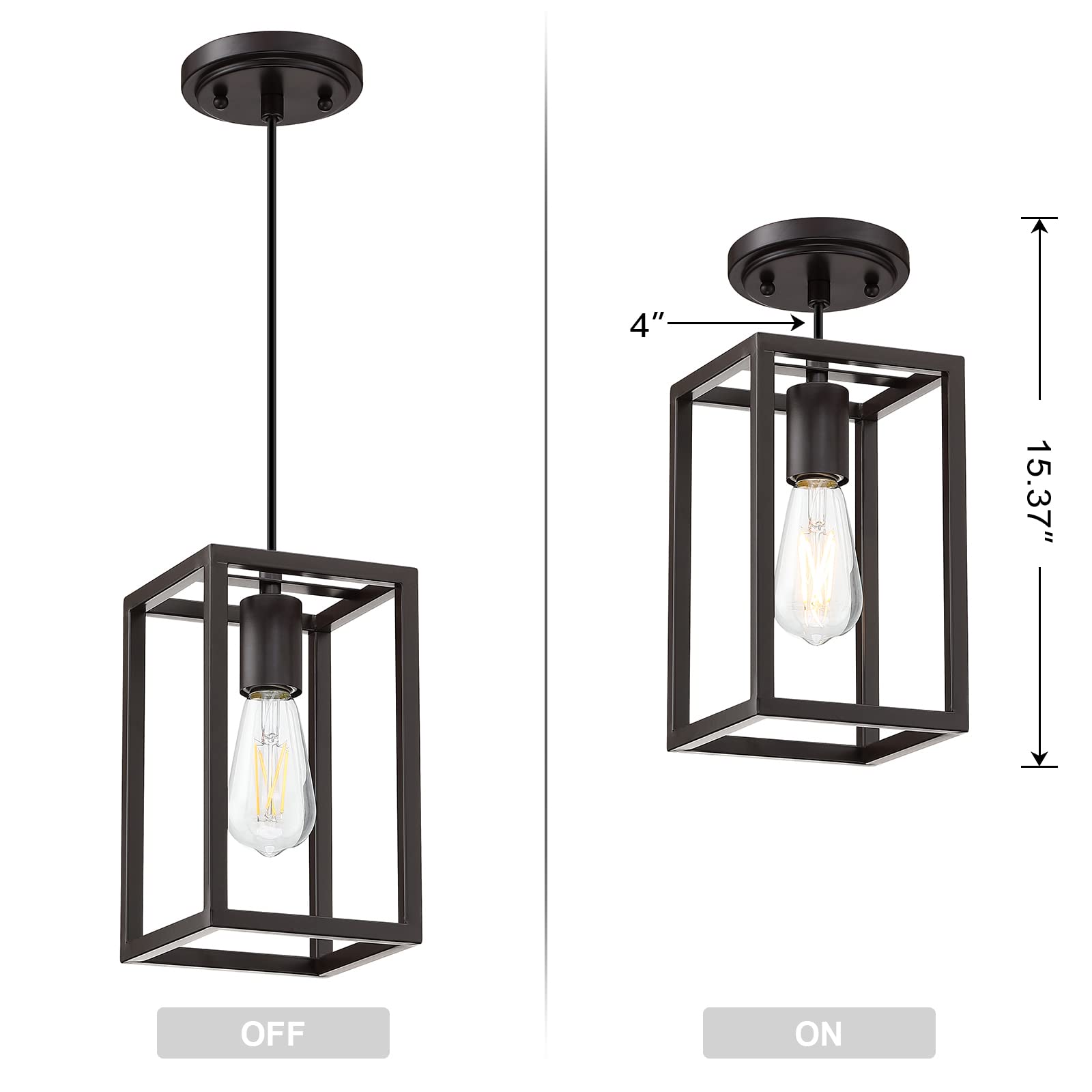 Dolaimy House 3 Pack Rustic Farmhouse Pendant Light, Metal Cage, Oil-Rubbed Bronze Finish, Model 3142CD102