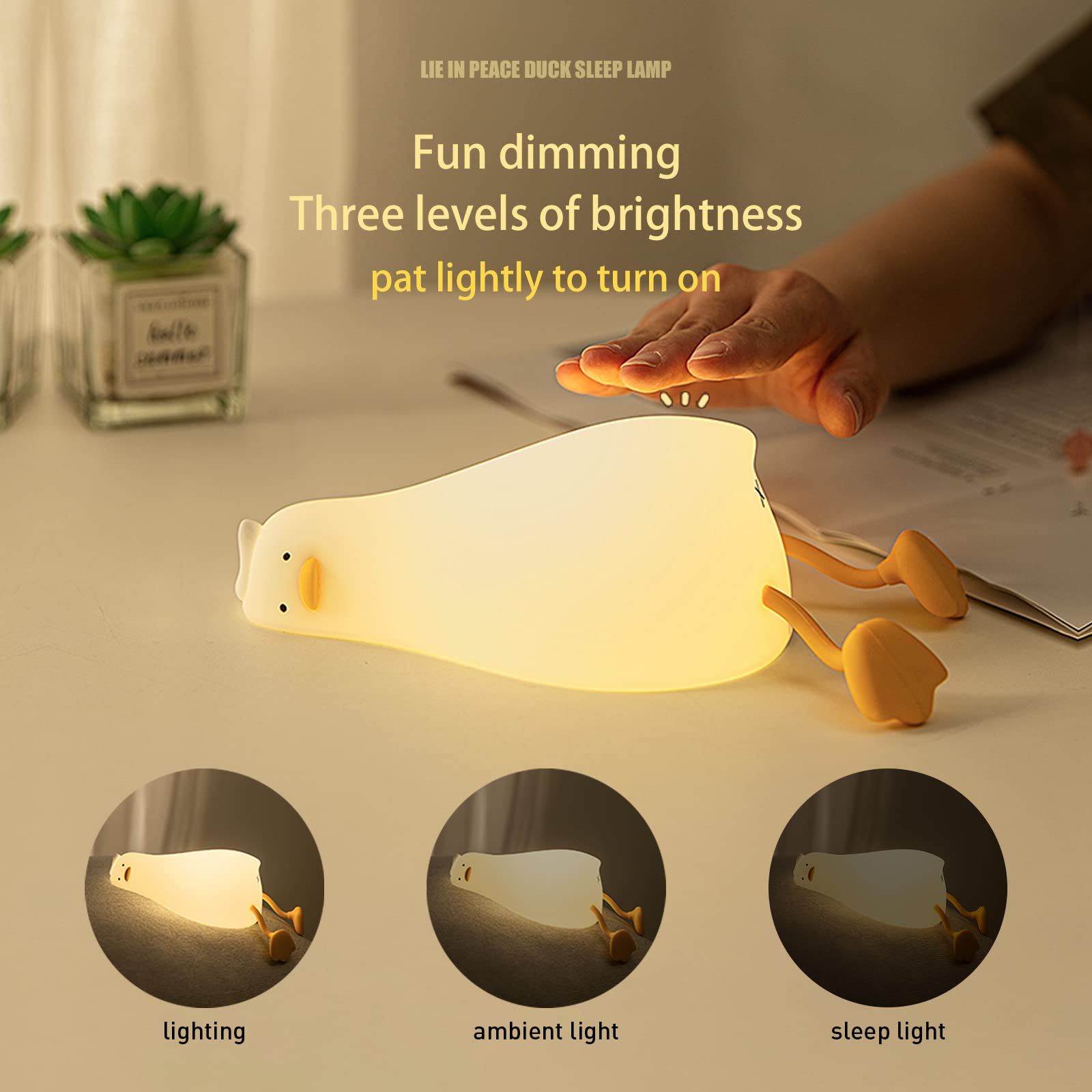 Lying Flat Benson Duck Multi-Color Lamp With Remote Control, Rechargeable Silicone Night Light, Dimmable Cute Light Up Duck, Nursery Nightlight, Bedside Lamp For Breastfeeding, Kawaii Room Decor.