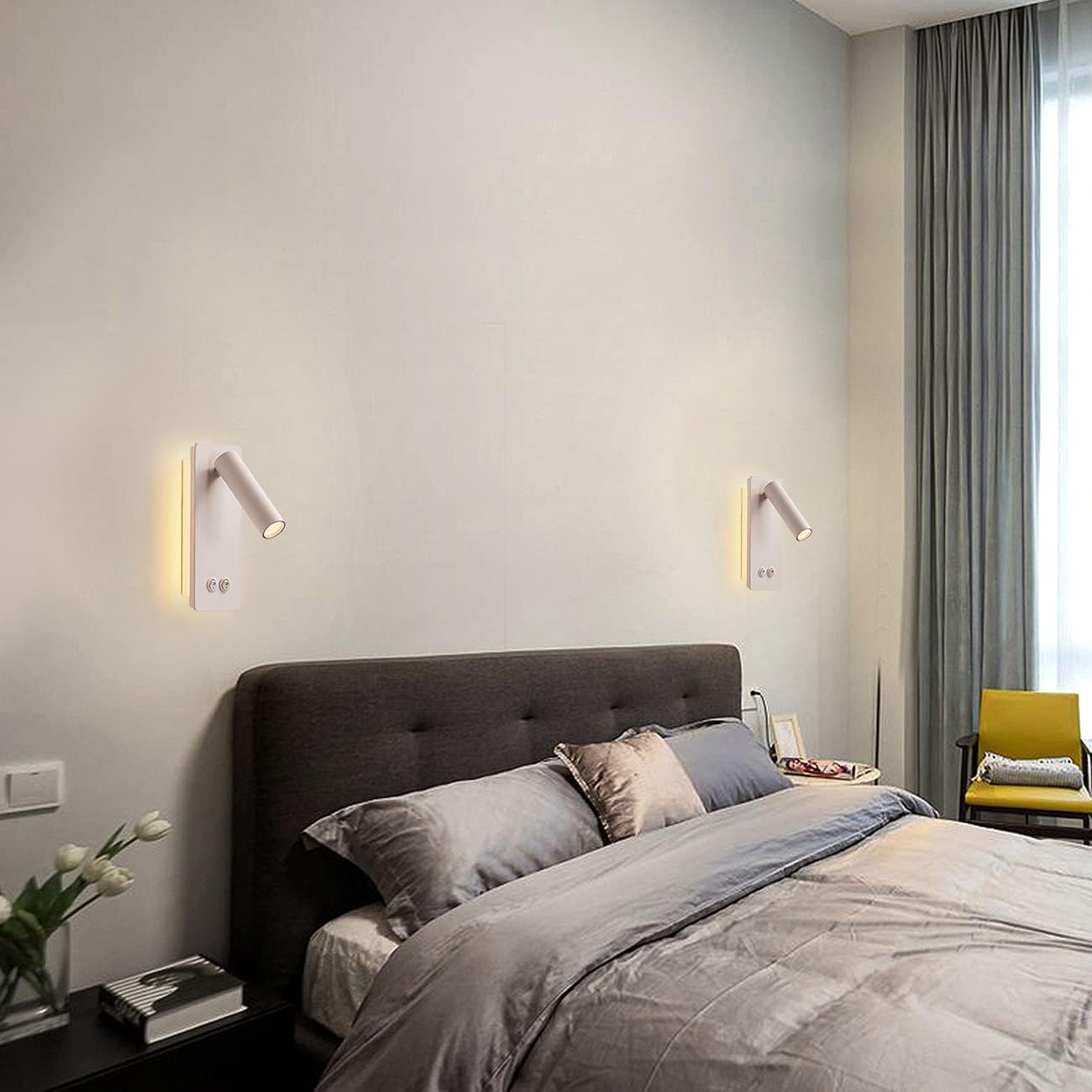 MOLUOLA LIGHTING LED Wall Lamp 3W Adjustable Sconce White Metal Bedside Light S07b