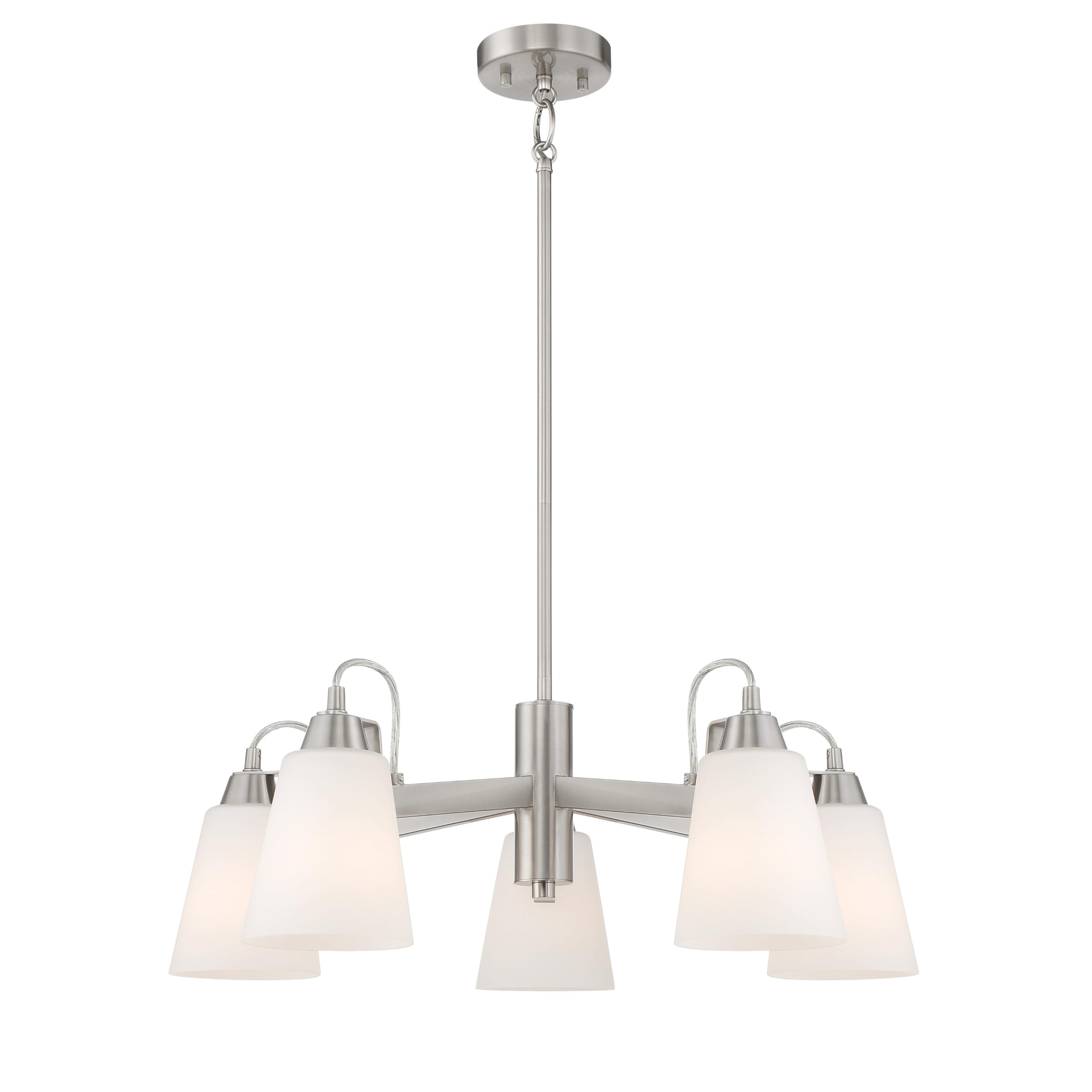 Minka-Lavery Beckonridge 5 Light Chandelier in Brushed Nickel Finish with Etched Glass