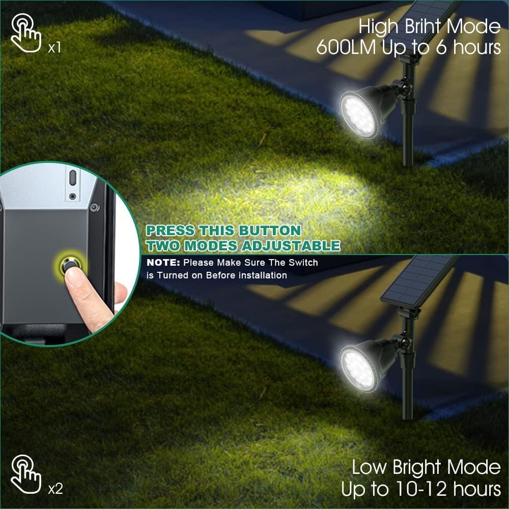 OSORD Solar Spot Lights Outdoor, 18 LED, Waterproof, Adjustable, 1 Pack, Cool White, High-Impact ABS Plastic