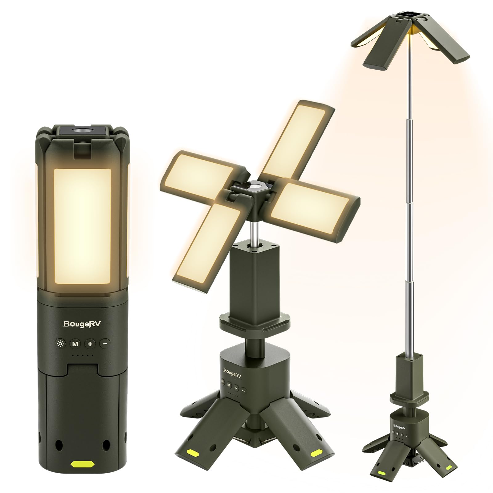 BougeRV Camping Light, Telescopic Rechargeable Camping Lantern, 13400mAh Rotatable Electric Outdoor Lamp, IPX5 Waterproof, Porta