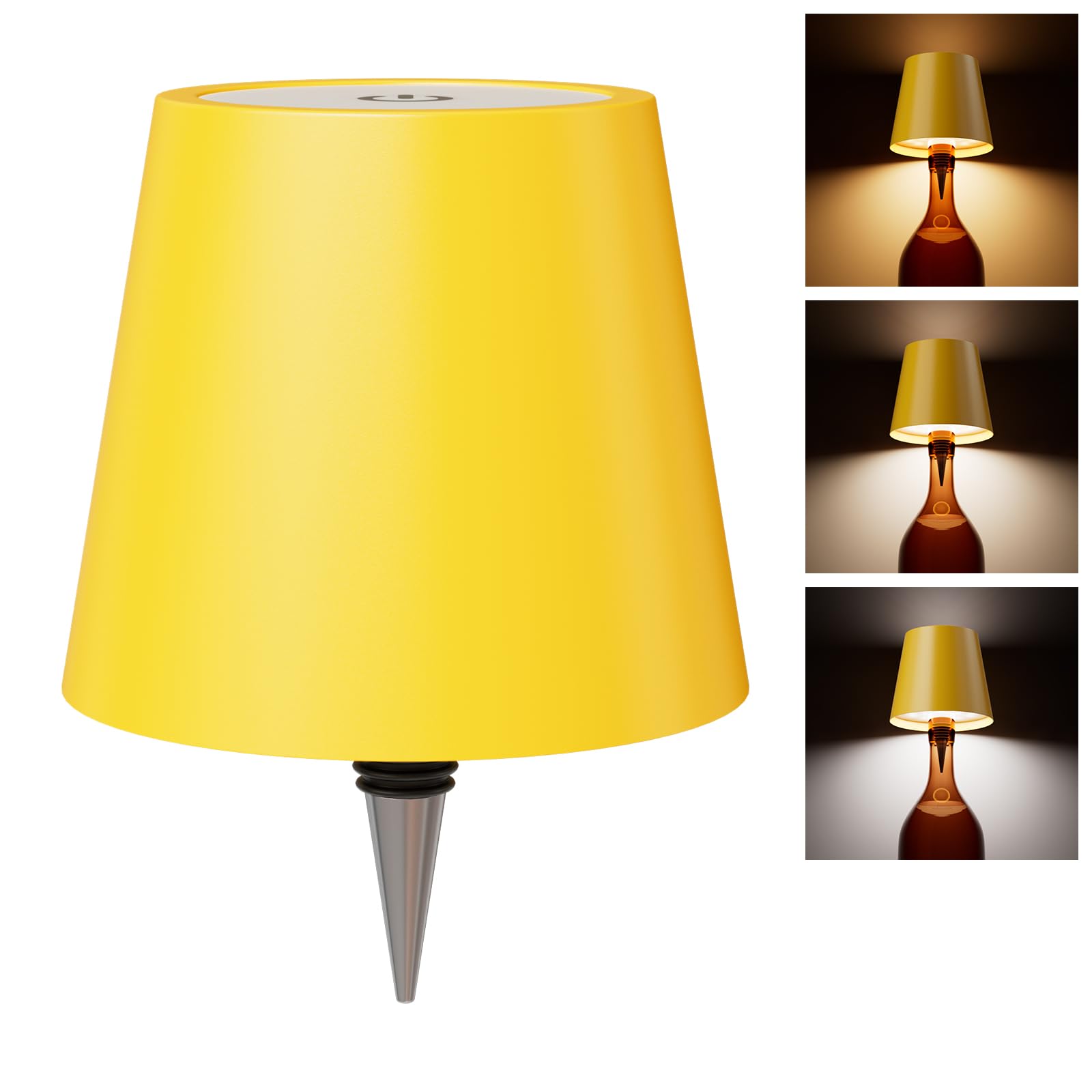 WOKWOYIO Wireless Bottle Lamp, Wireless Bottle Lamp Shade with 6 Color Temperature, Rechargeable Stepless Dimming LED Wine Bottl