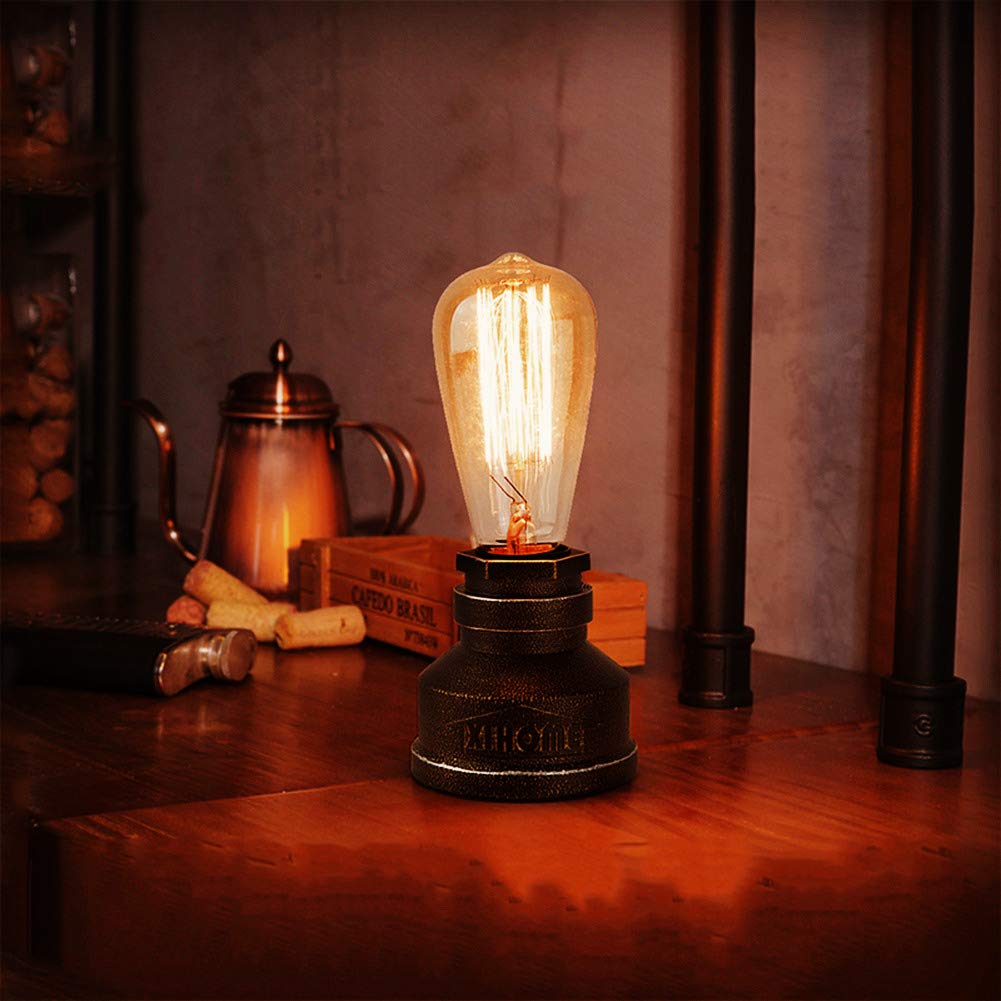 Xihome Vintage American Village Style Desk Light Creative Table Lamp Iron Steel Water Pipe Table Night Lights,Rustic Loft Indust