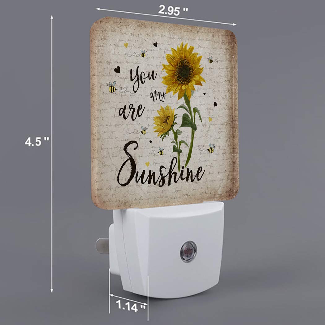 Futuregrace Nightlight Plug in LED Lights for Bedroom, Sunflower Bees You are My Sunshine Vintage Letter Night Lights Plug into