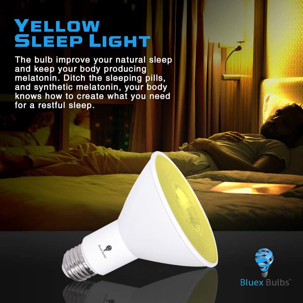 Bluex Bulbs 2 Pack PAR30 Amber Yellow LED Bug Light Bulbs 12W Waterproof Dimmable Insect Repellent E26 2000k