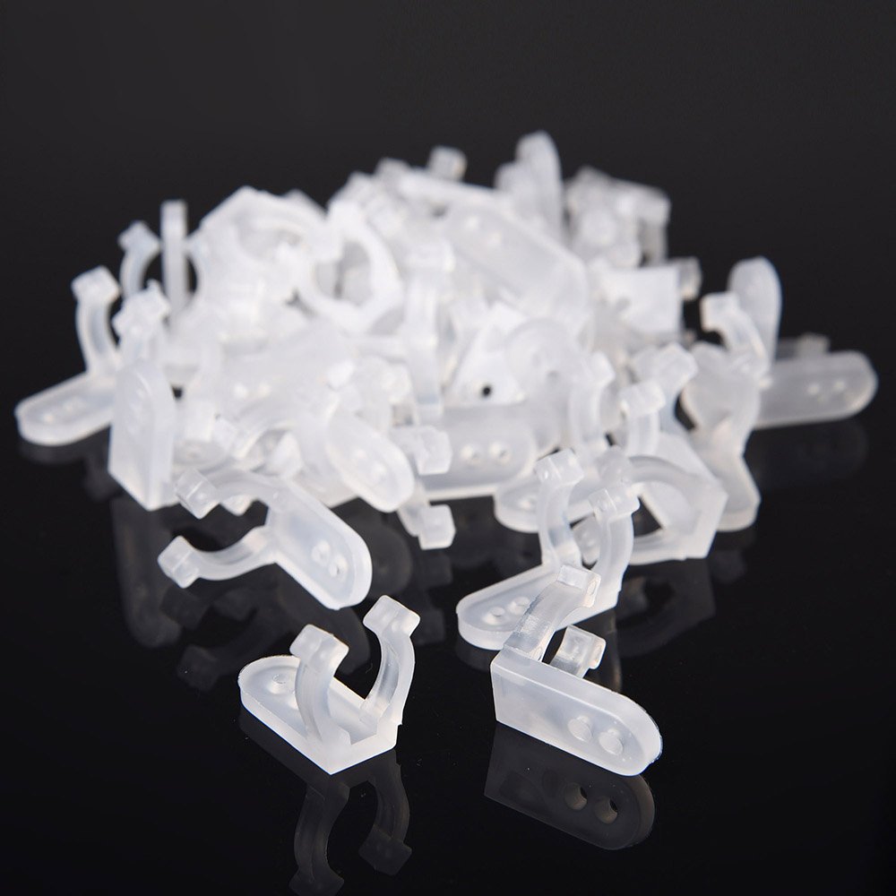 Delight 100Pcs Clear Pvc Led Rope Light Mounting Clips - 1/2&quot; 13Mm, Milky Color, 