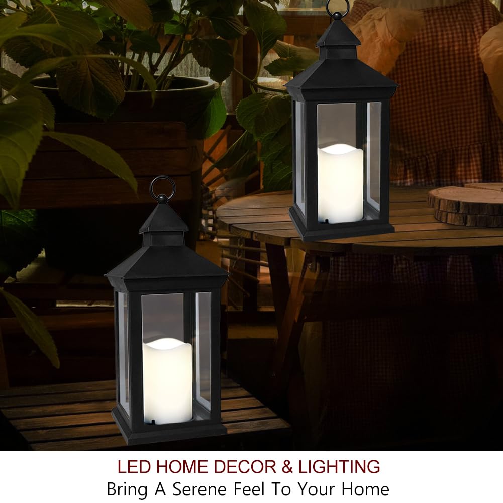 Bright Zeal 2-Pack 14'' Candle Lanterns Outdoor Waterproof Decorative Lights With Timer - Cool White Decorative Indoor Led Lante