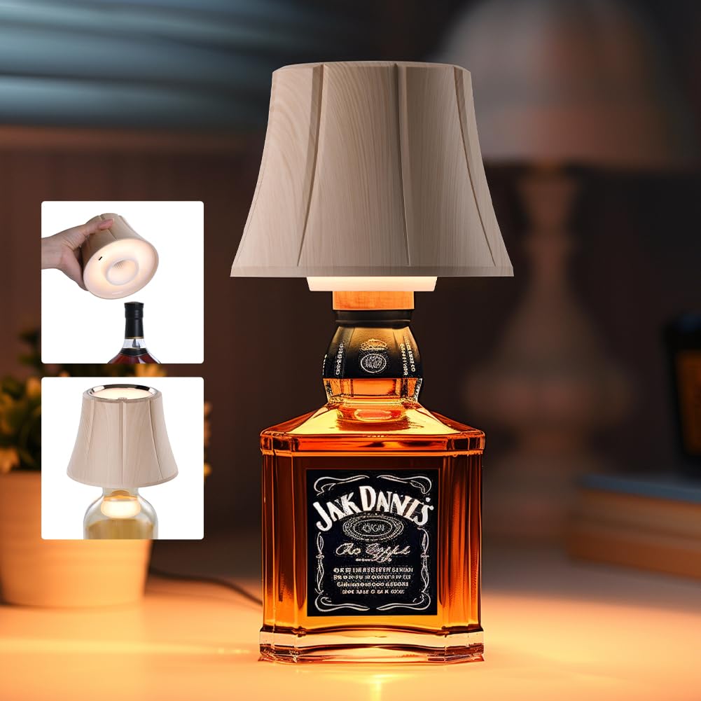 WILIT Wireless Bottle Lamp Shades for Table Lamps, 3 Level Brightness Bottle Lights for Liquor Bottles, Touch Lamps for Nightsta