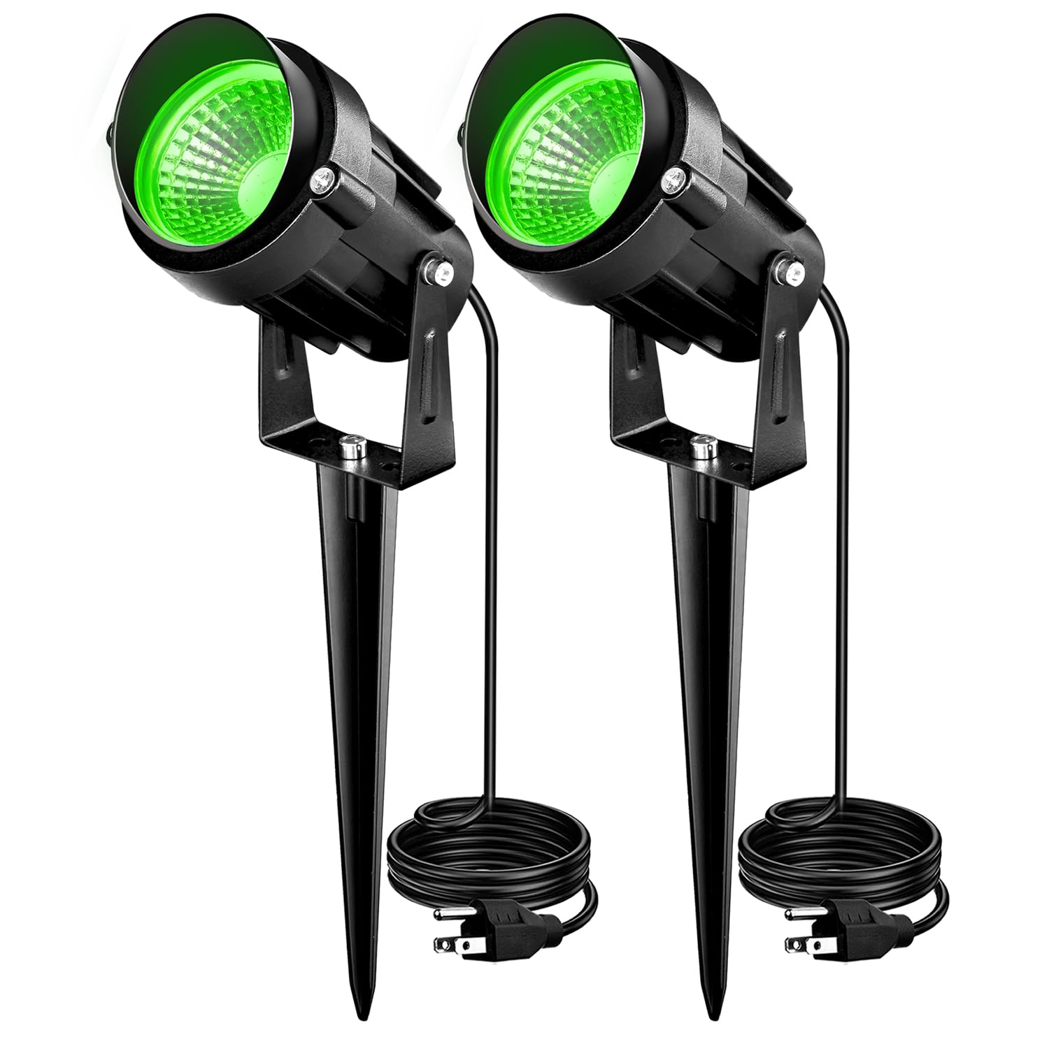 AOAXL Directly Sold by Factory 7W Green LED Landscape Lights, 110v 120V Plug in Landscape Lighting with IP66 Waterproof Halloween Christmas Spotlights for Garden Pathway Tree Pathway, 2 Pack