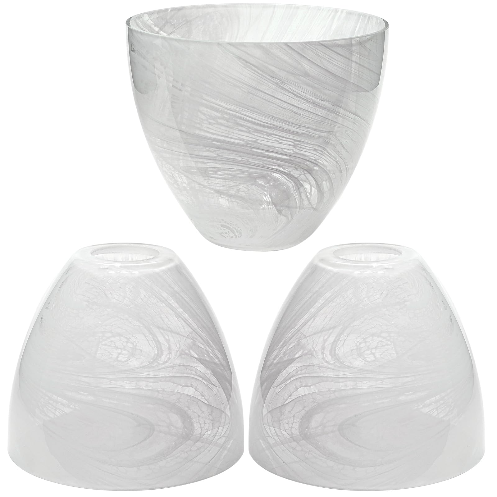 GoldSwift 3 Pack White Alabaster Bell Shade Glass Lamp Shade Replacement, 5.9W x 5H, 1-5/8 Fitter, Frosted Glass Globe Cover for