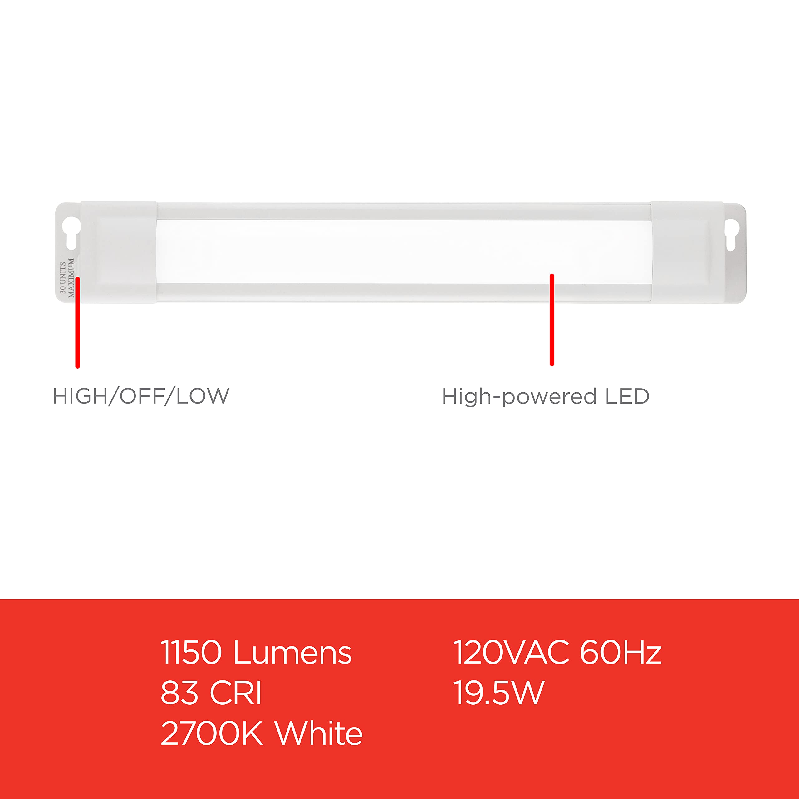 Ultrapro 36 Inch Plug-In Linkable Under Cabinet Lights, High/Low/Off, Warm White Light (2700K), Led Under Cabinet Lighting, Unde