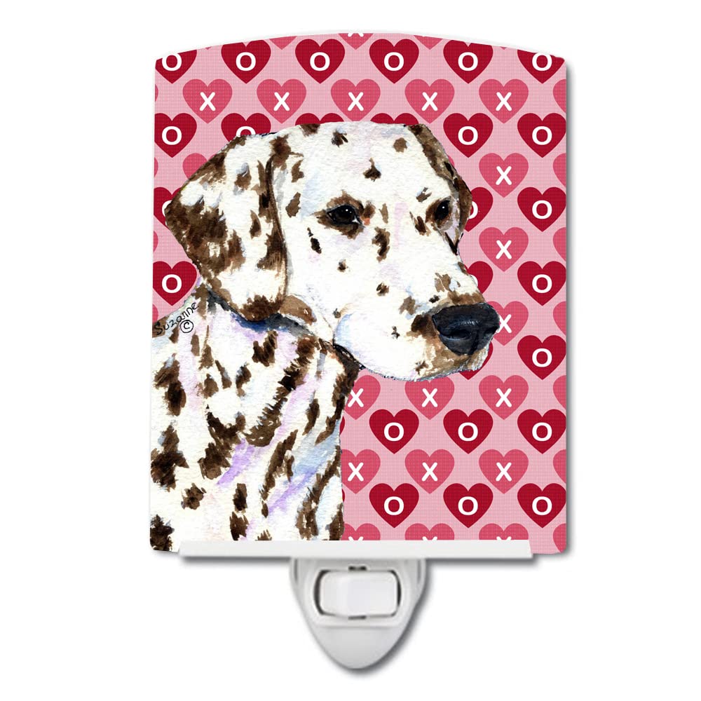Carolines Treasures Ceramic Night Light Dalmatian Hearts 6x4x3 Multicolor Model SS4469CNL UL-Certified Ideal for Bedroom Bathroom Nursery