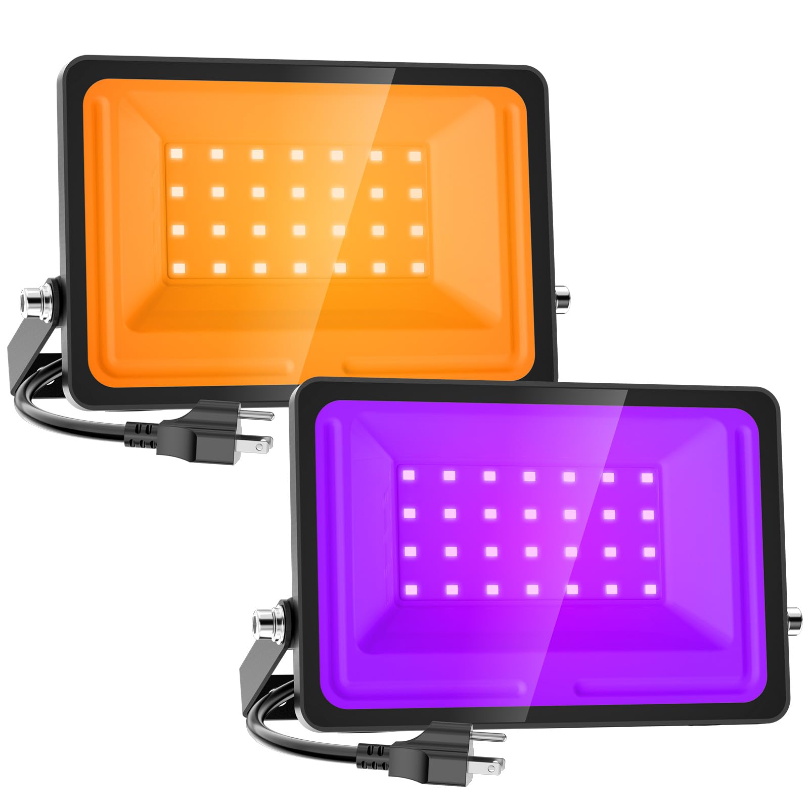 Onforu Orange and Purple Halloween Lights, 30W Dusk to Dawn Floodlight 2 Pack LED Flood Light Outdoor Decoration, Auto ON/Off Pl