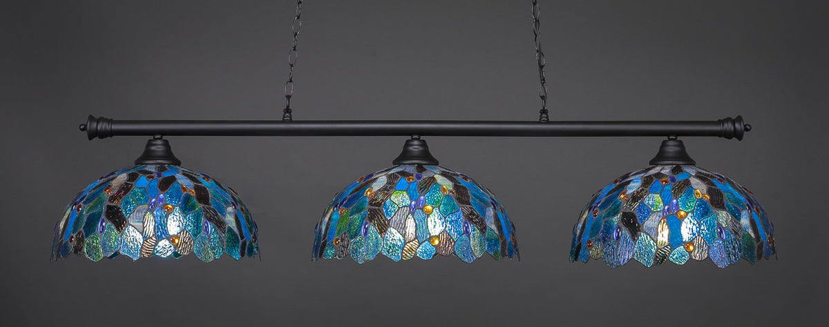 Toltec Lighting Oxford 3 Light Island In Matte Black (373-Mb-995)