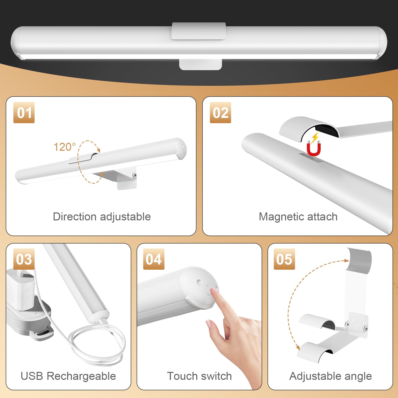 Swatia Picture Light, Rechargeable Wall Lights 4000M Ahbattery Powered Wall Light, Suse Forart Lighting For Paintings, Gallery W