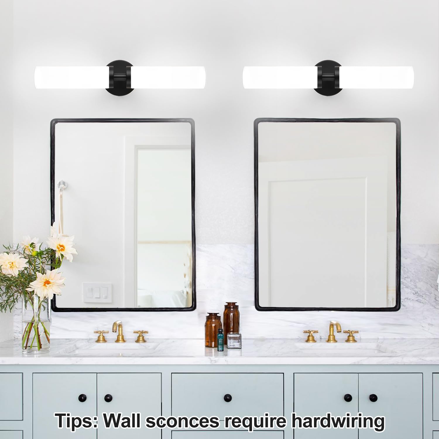Indoi Wall Sconces Set Of Two  Matte Black Bathroom Sconces Wall Lighting With Milky White Glass  Modern Sconces Wall Decor Set Of 2 Bathroom Light Fixtures For Mirror Living Room Hallway Bedroom