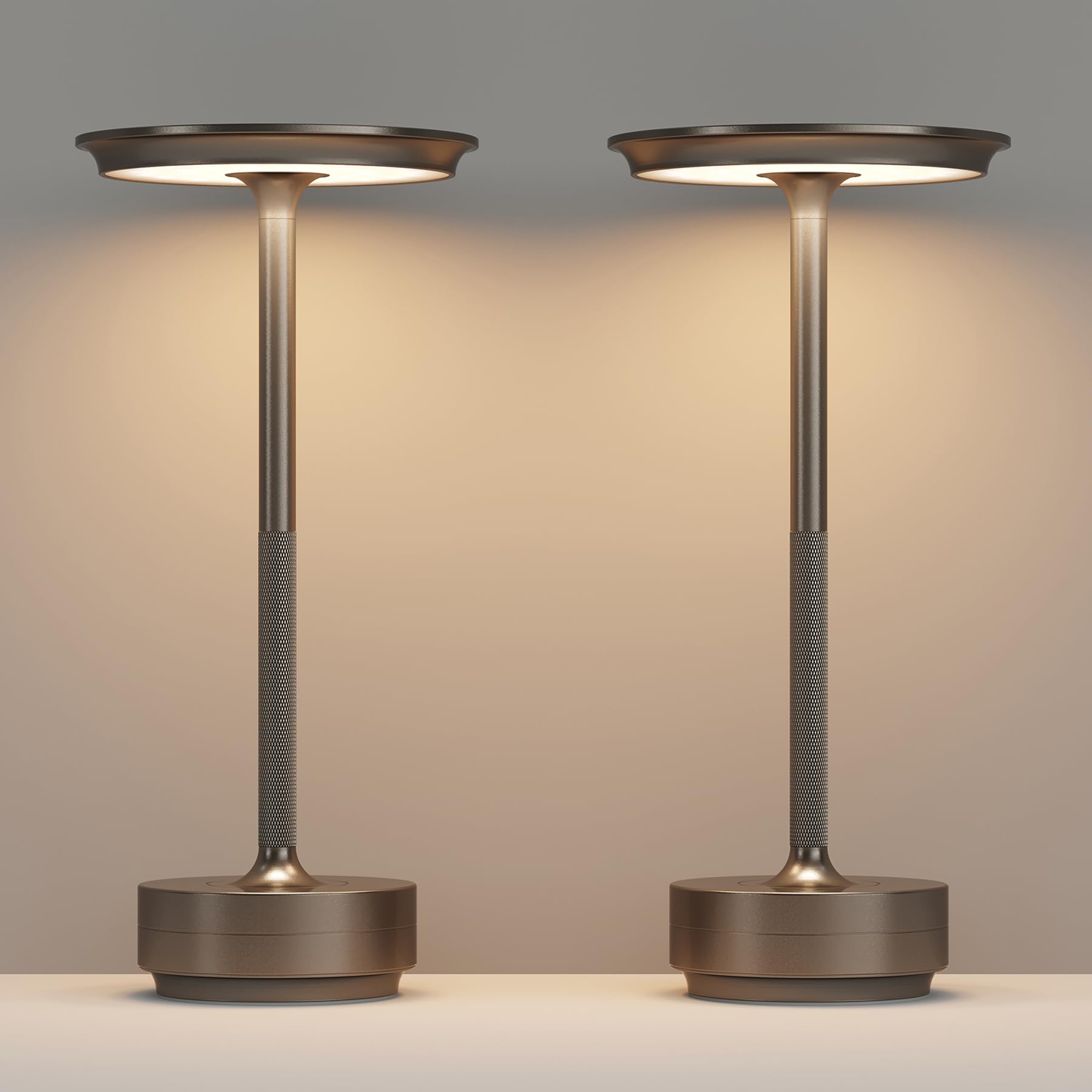 Fdidc 2 Pack Cordless Table Lamps Rechargeable, Portable 5000Mah Led Table Light, 3 Color Stepless Dimming Battery Powered Table