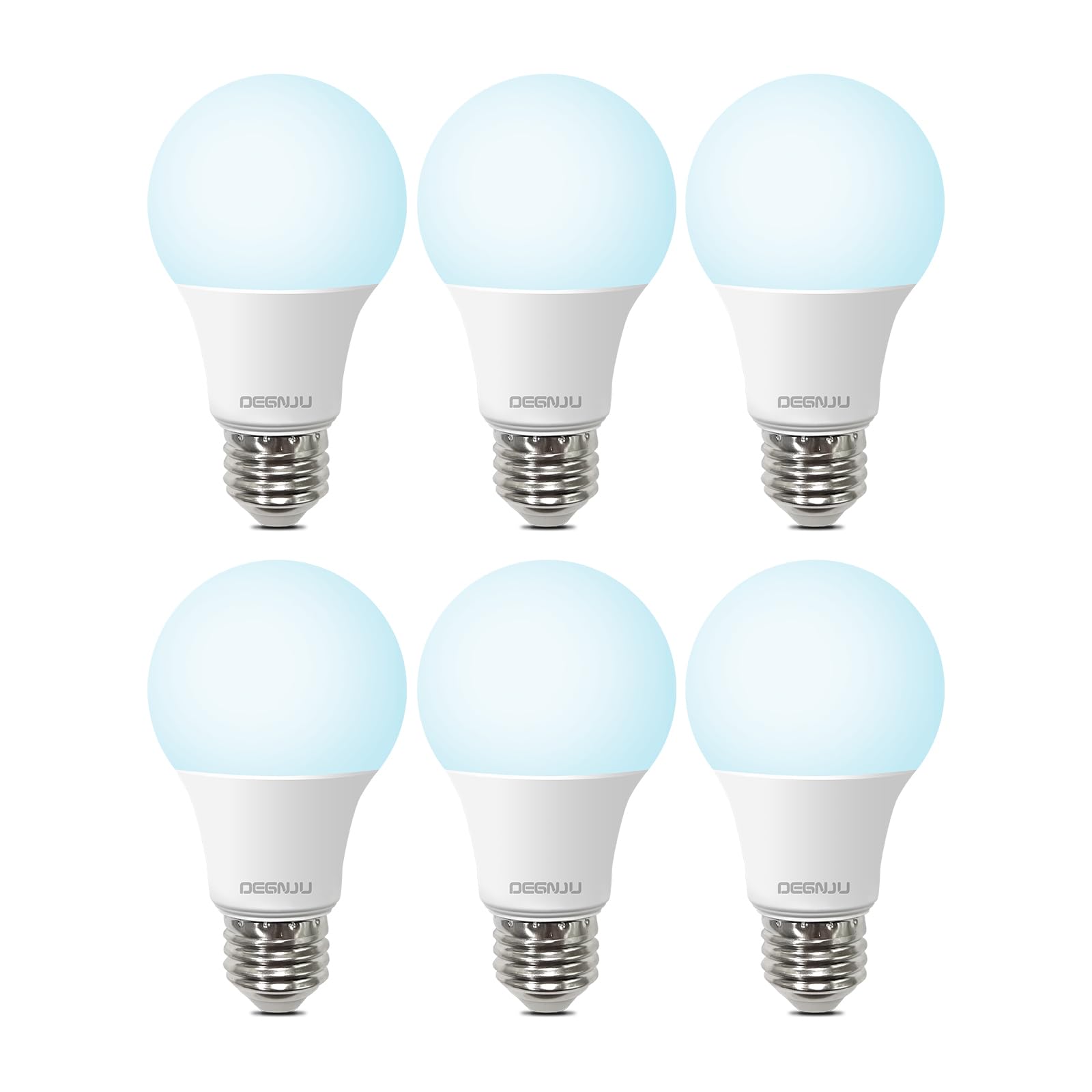 DEGNJU LED Light Bulbs A19 60W Equivalent 5000K Daylight 800LM 8.5W E26 Medium Base 6 Pack