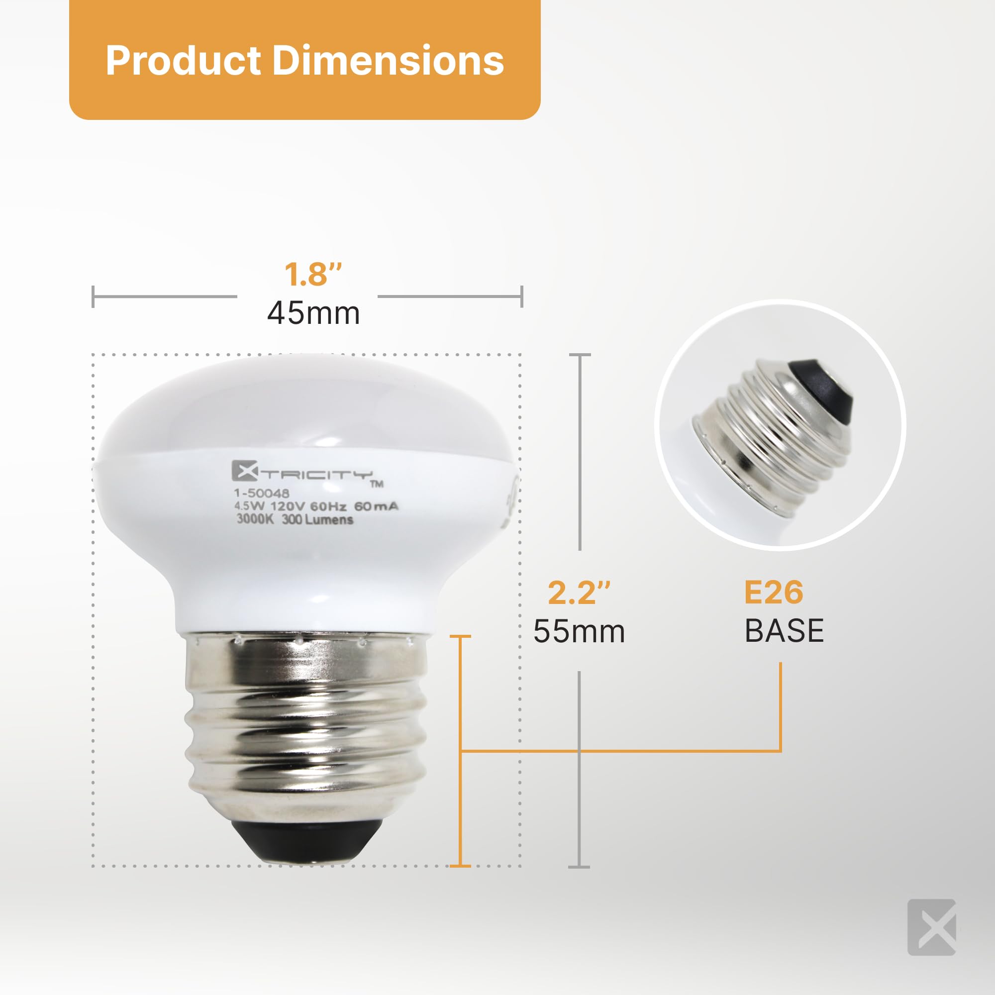 Xtricity R14 Dimmable Led Light Bulbs  E26 Base  4.5W (40 Watt Equivalent)  3000K Soft White  300 Lumens - Curio Cabinet Lighting  China Cabinet Lights - Mini Light Bulbs  Rohs Compliant (1 Pack)
