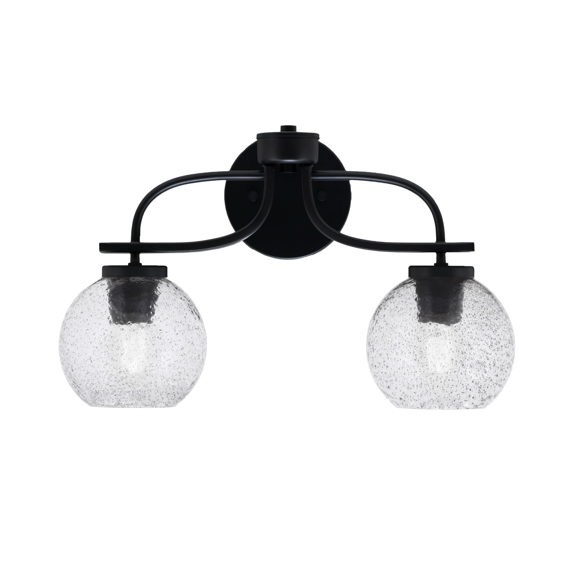 Cavella 2 Light Bath Bar In Matte Black Finish With 5.75" Smoke Bubble Glass