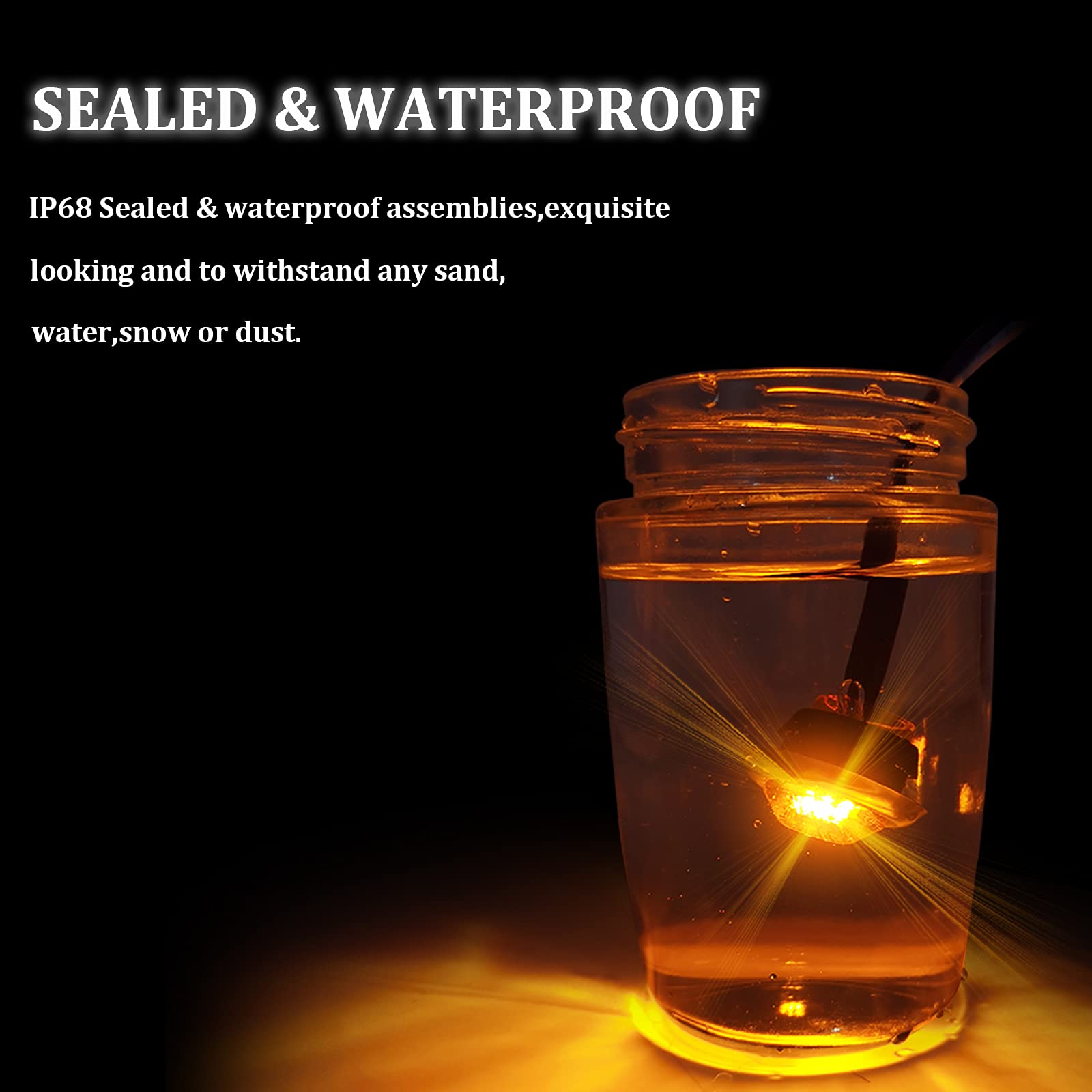 Pseqt 3/4&quot; Led Rock Lights Round Underglow Wheel Fender Side Marker Clearance Lights With Bullet Grommets Waterproof For Trailer Golf Cart Offroad Wrangler Truck Rv Utv Atv (Amber, 10Pcs)