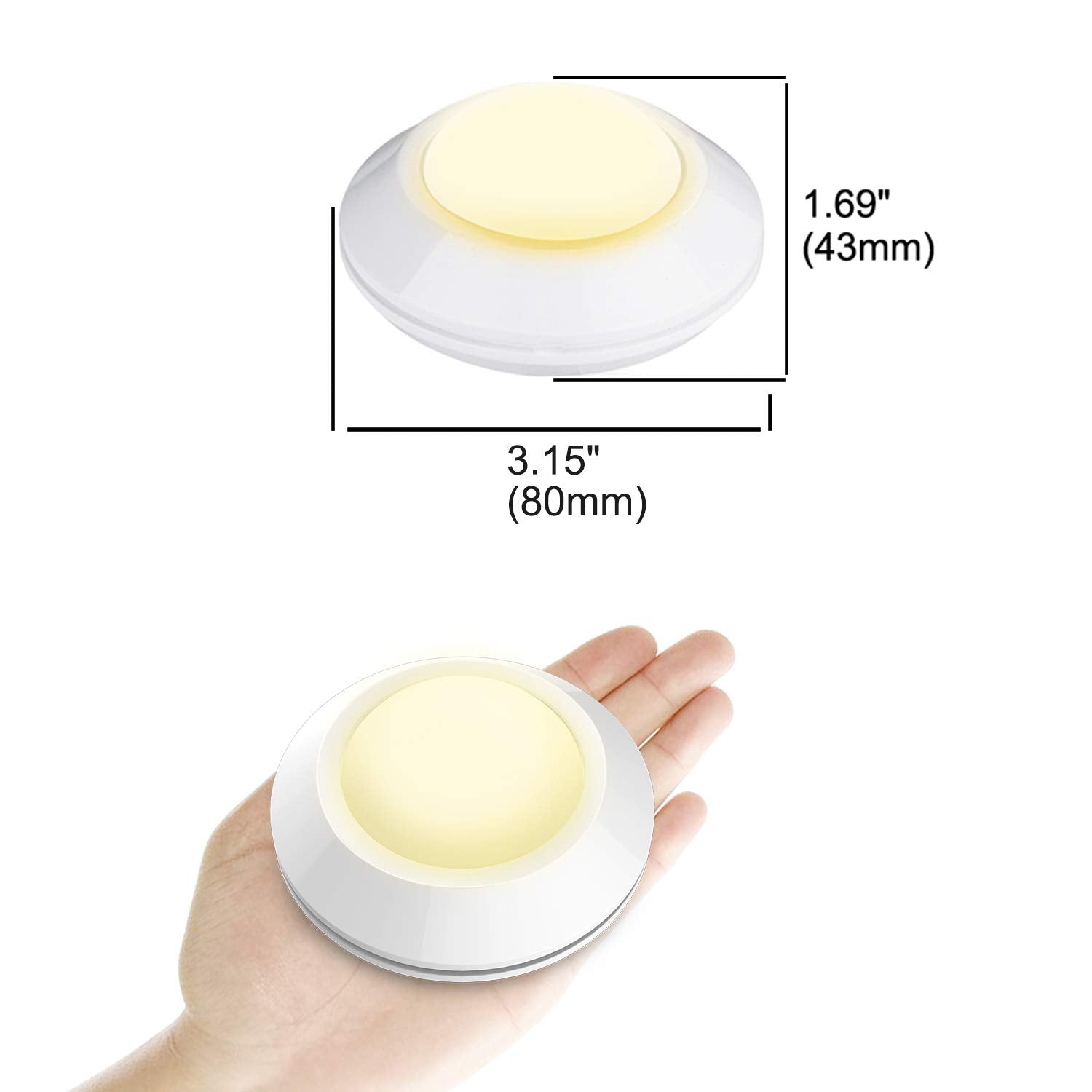 Honwell Push Light - Dimmable Color Changing Led Puck Lights, 4-Pack, Wireless Battery Powered, Ideal For Closets, White1