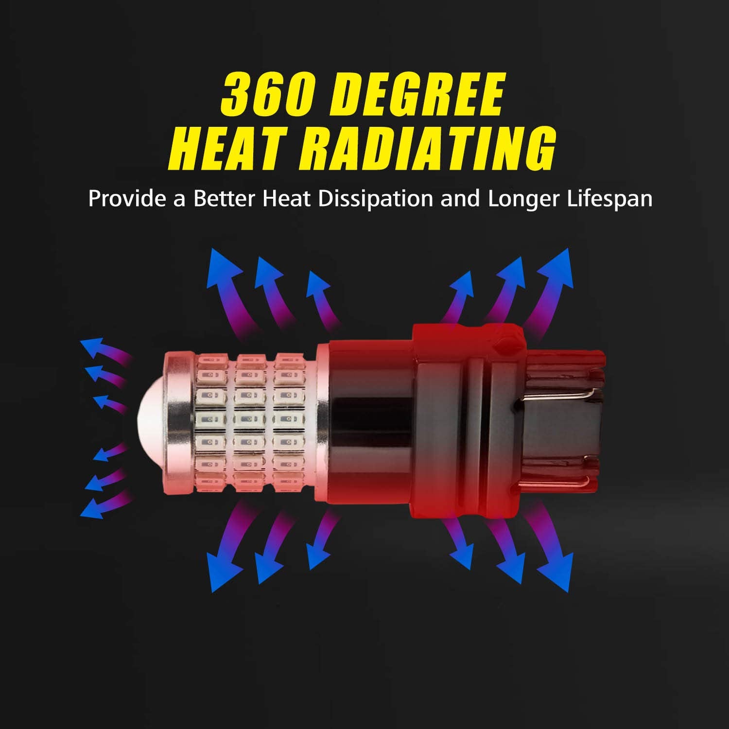 Auxlight 3157 3156 3057 4157 3157K Led Bulbs Brilliant Red, Ultra Bright 57-Smd Led Replacement For Brake/Tail Lights, Blinker Lights, Turn Signal/Parking Or Running Lights (Pack Of 2)