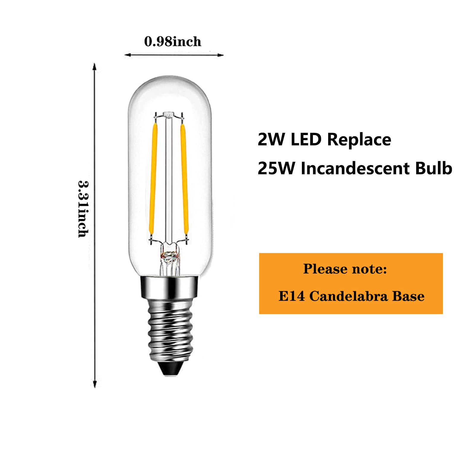 Shuwdkar E14 25W Led Bulb 2700K Warm White 250Lm, Clear Glass Vintage Led Filament Edison Bulb E14 European Base For Chandelier,