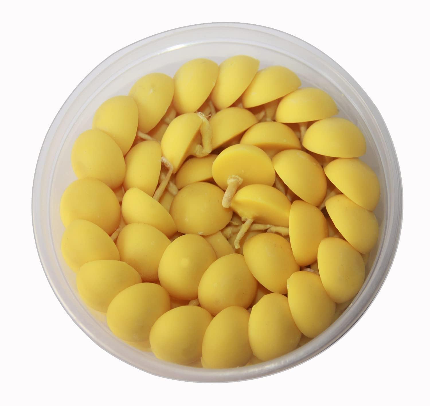 Om Phool Batti Cow Ghee Diya for Puja, 200 Pieces, Wax Free Vegan Ghee Batti/Wicks/Jyot for Puja Aarti, (Pack of 1, Yellow, 200