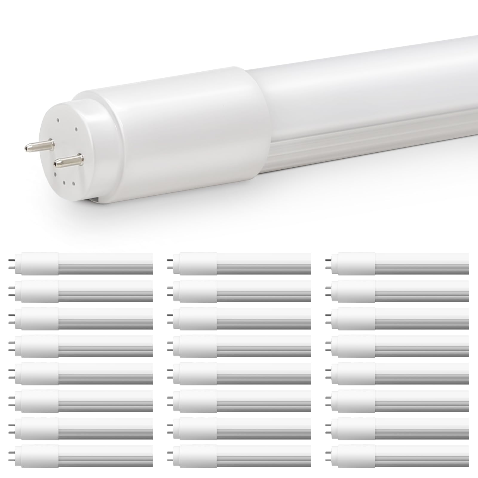 LEDONE T8 4FT Tube Light Bulbs, Frosted Glass Tube, Type B Single or Double Ended, 5000K Daylight, 12W, 2000LM, 120-277V, UL Lis