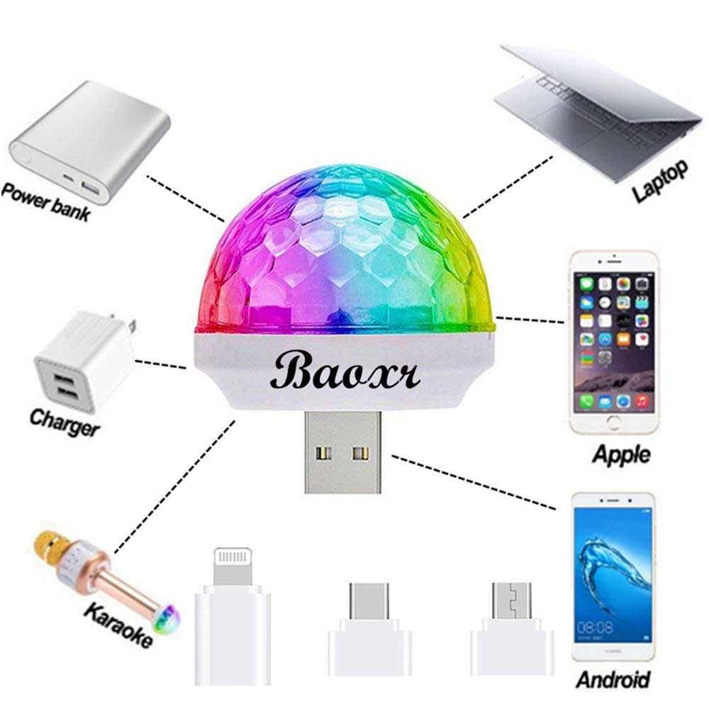 Boolian Usb Mini Disco Lights, Led Sound Control Stage Lights, 2 Pcs Multi-Color Strobe Lights