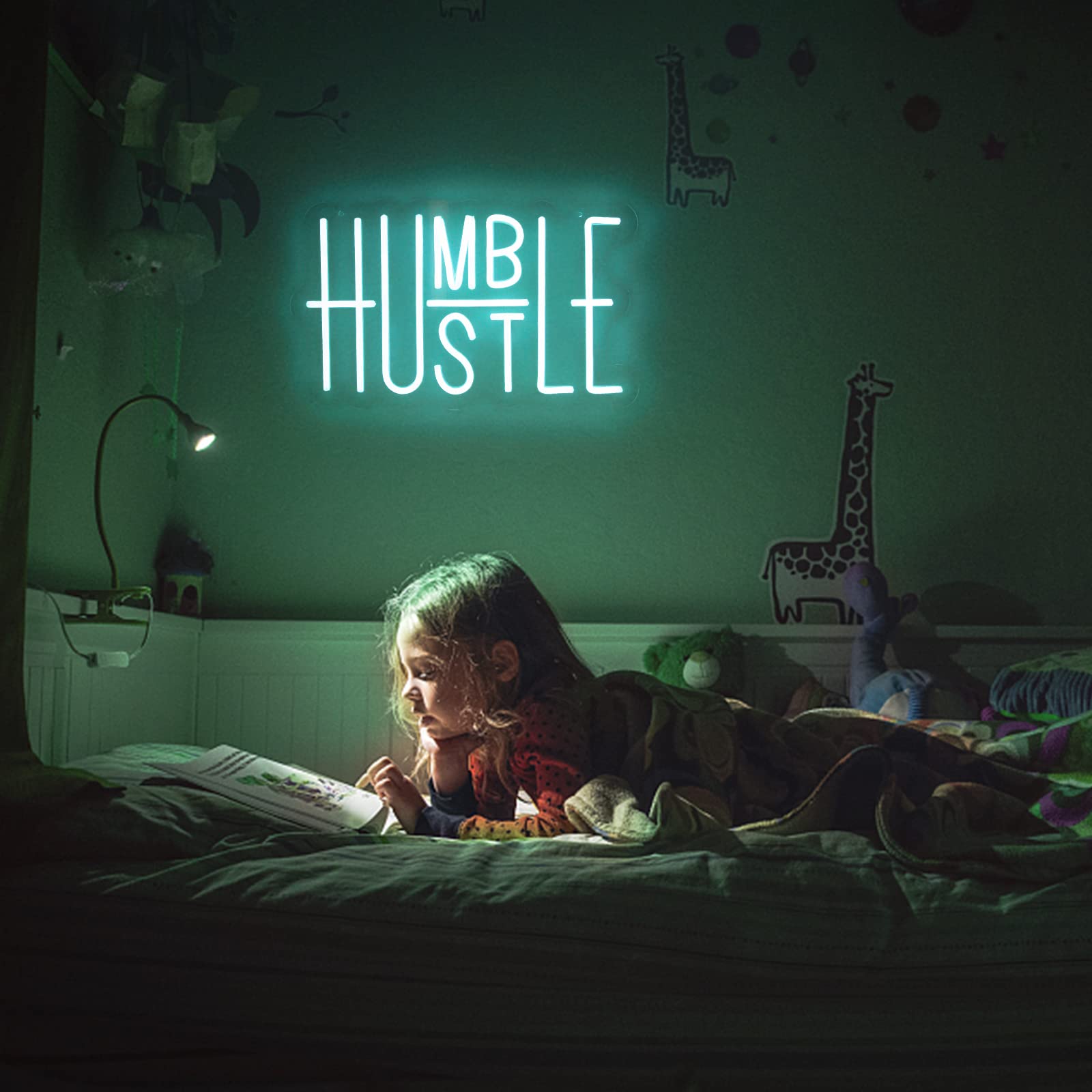 YIKBIK LED Neon Sign Wall Decor, USB Powered, Brightness Adjustable, Blue, Acrylic, Model 01