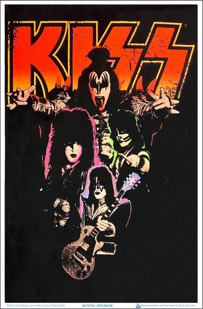 KISS Neon Blacklight Poster - 23in x 35in - White Paper - Officially Licensed