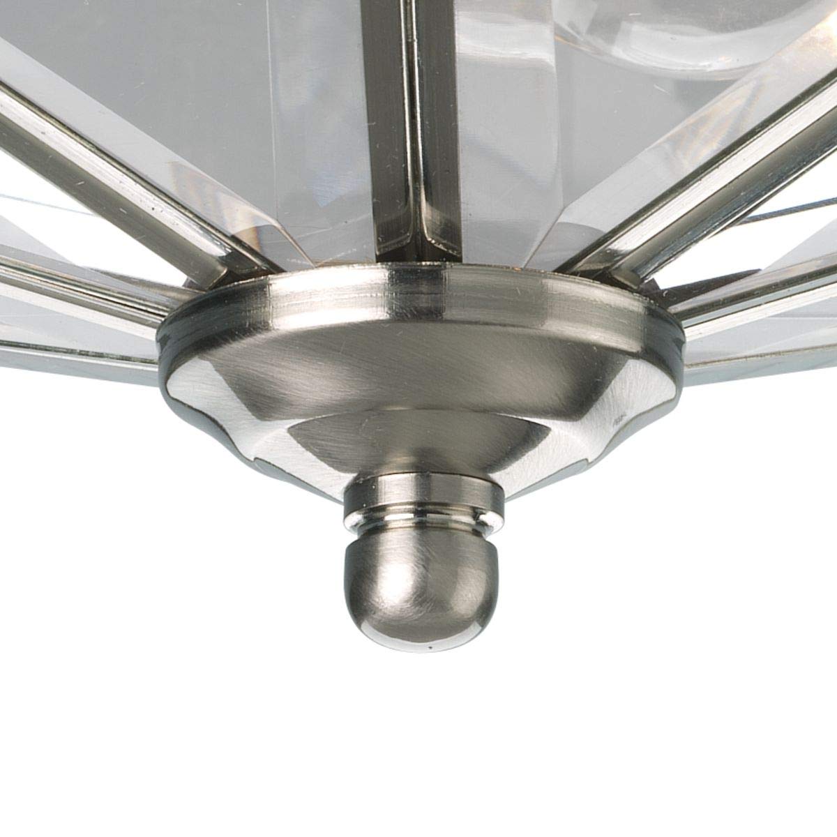 Progress Lighting Octagonal Ceiling Fixture, 12" Diameter, Brushed Nickel, Clear Beveled Glass, Model P5789-09