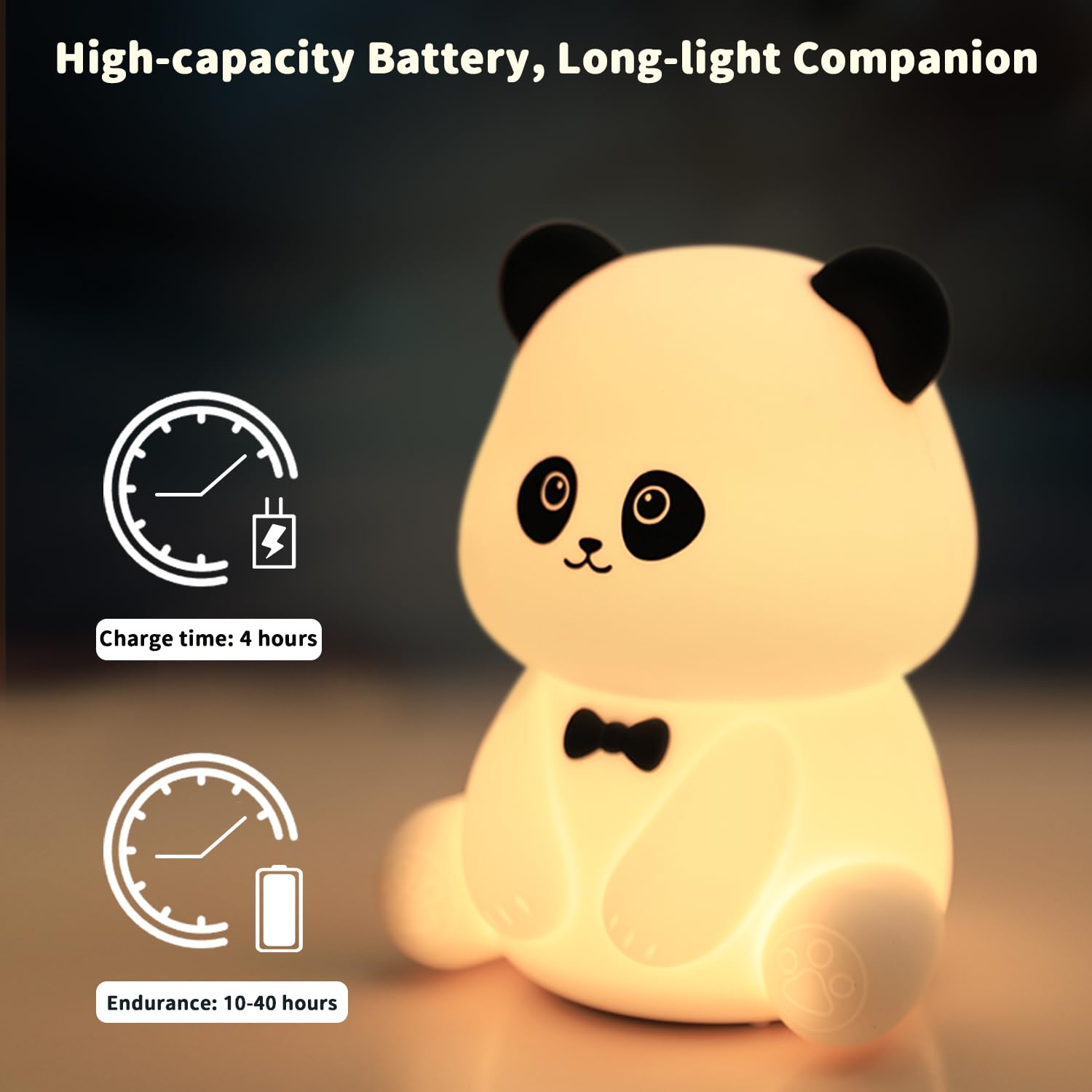 Bestfaith Cute Panda Night Light  Led Squishy Night Lamp  7 Colors Dimmable Nursery Nightlight For Kids  Rechargeable Touch Lamp  Dorm Decor  Kids Funny Gifts (Panda)
