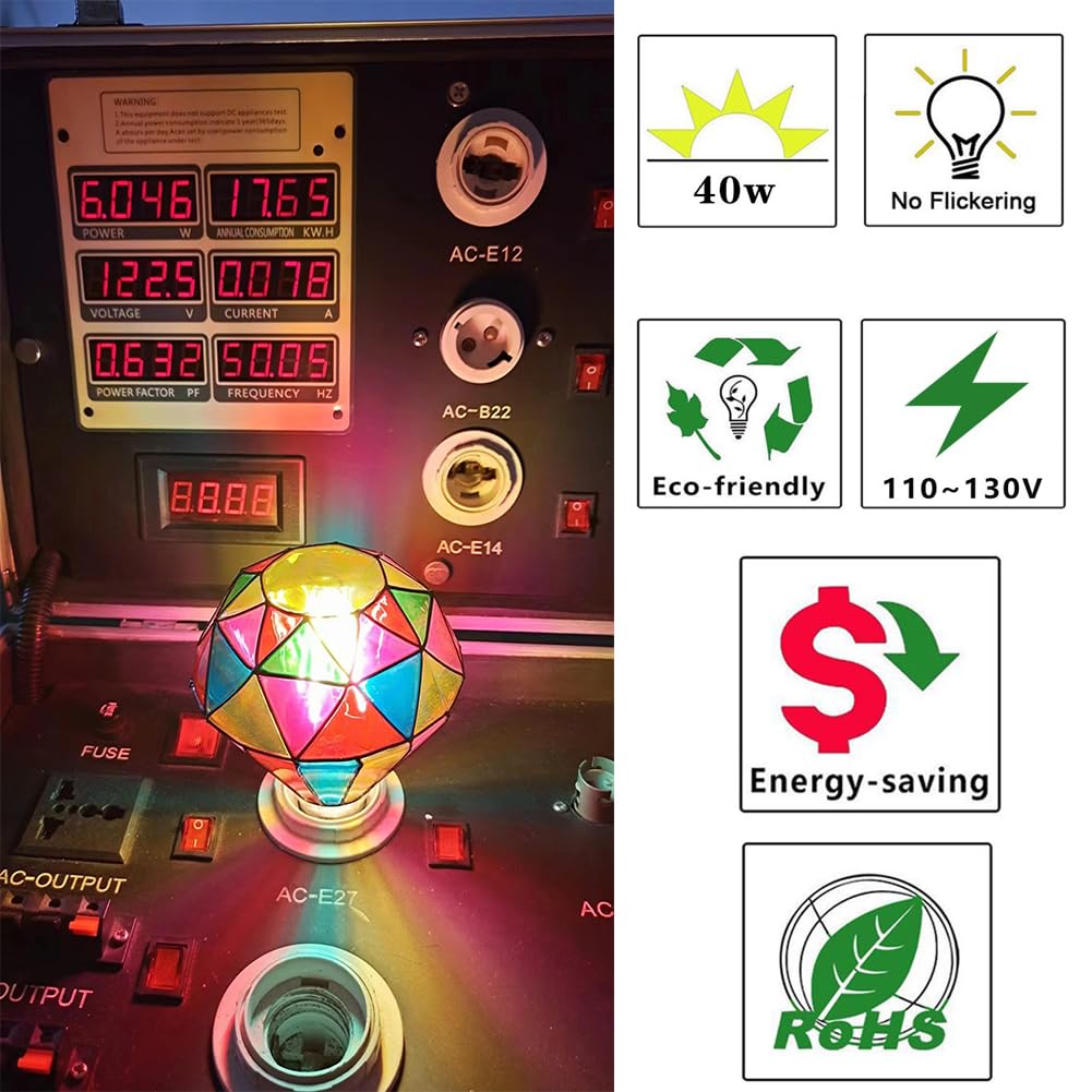 I-SHUNFA G95 Stained Glass LED Light Bulb, E26 Base, 6W, Heatless, for Home, Party, Garden, Christmas Decor