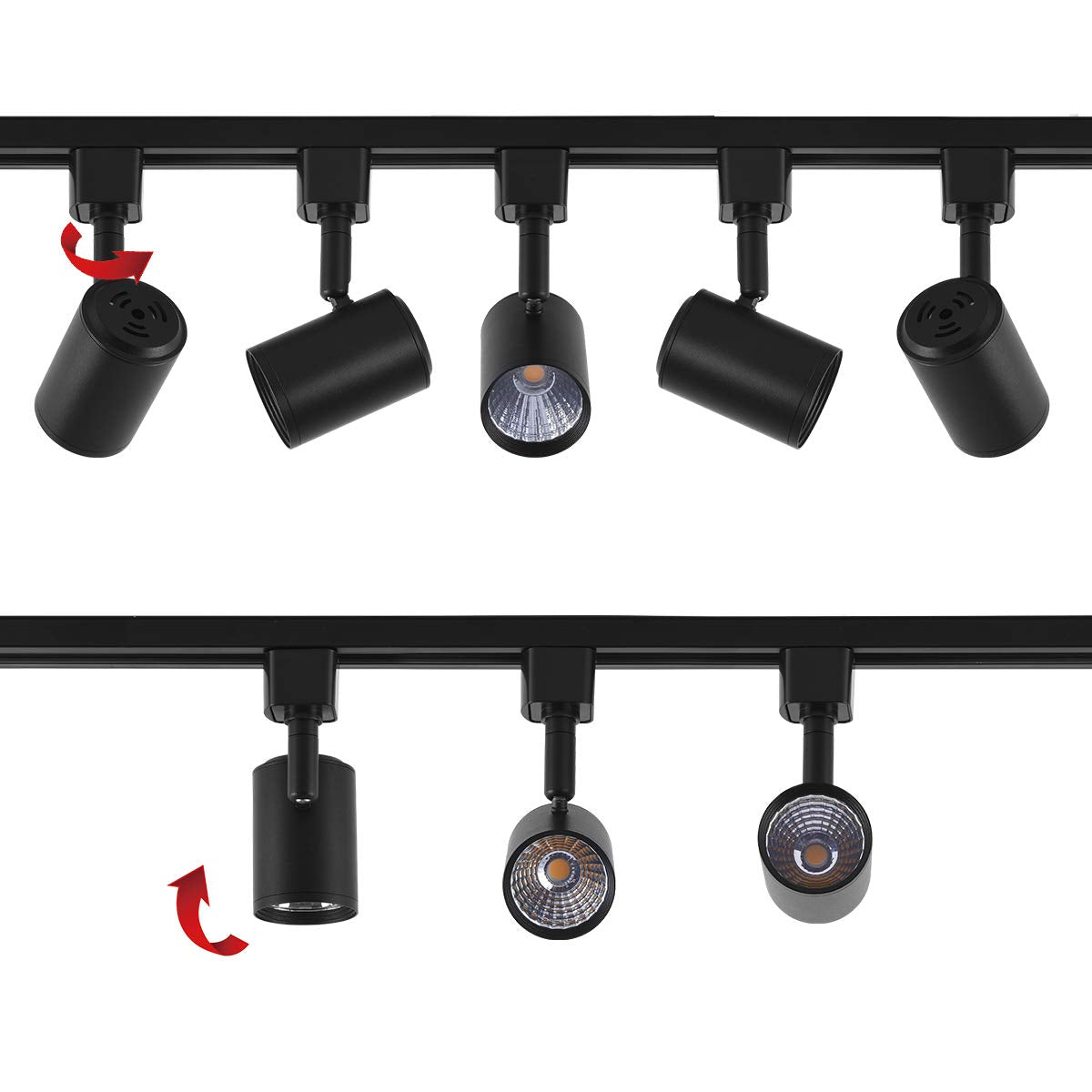 mirrea 6 Pack LED Track Lighting Heads, 6.5W, 24°, Black, 3000K Warm White, Compatible with H Type Track Lighting