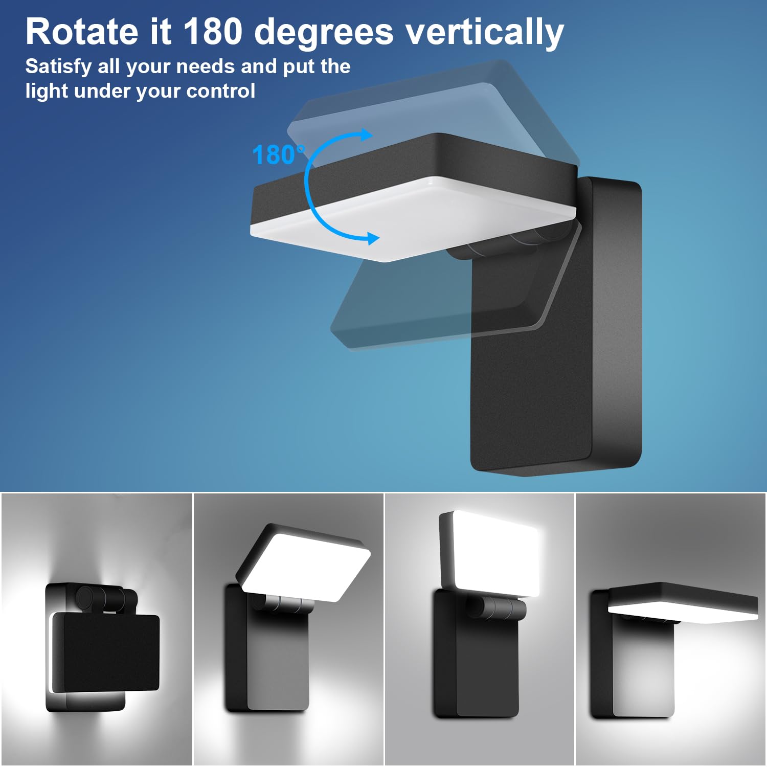 Ledmo 60W Led Outdoor Wall Light 350 Horizontal/180 Vertical Modern Commercial Security Lights Diy-Friendly Adjustable Exterior