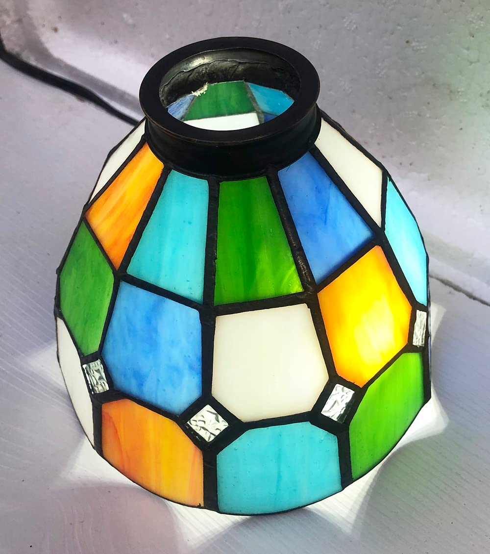 Huimeiju Stained Glass Lampshade, Hmj6012 Tiffany Glass Lampshade,2Pcs Set, Fan Lampshade Replacement, Multicolored Glass Combin