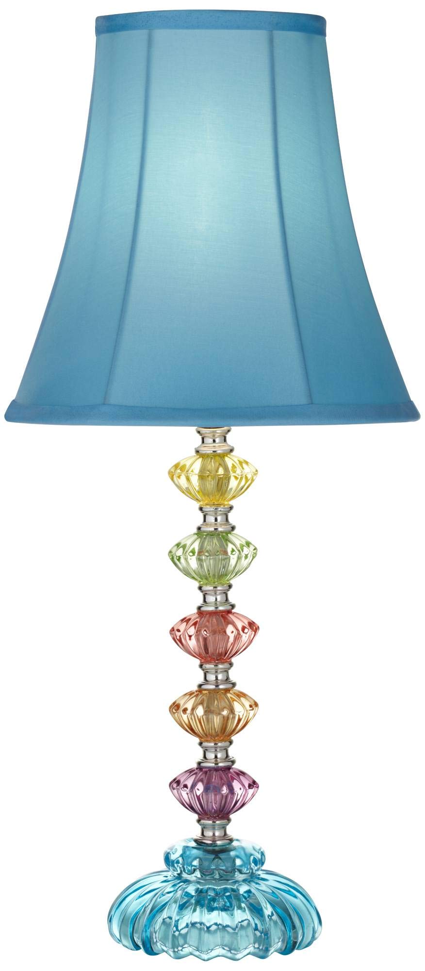 360 Lighting Bohemian Traditional Chic Style Accent Table Lamp 21 High Multi Colored Stacked Glass Teal Blue Orchid Bell Shade D
