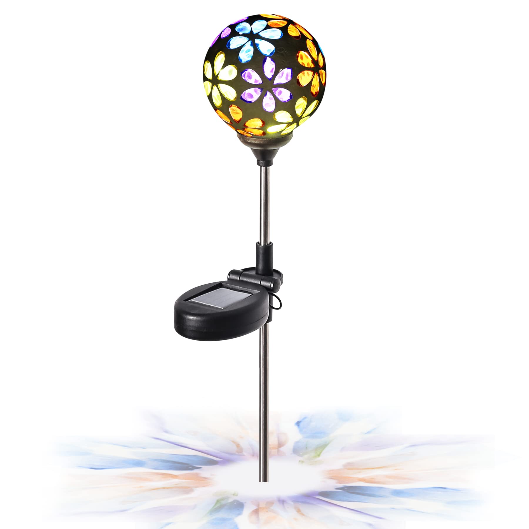 WNP Outdoor Solar Stake Light, Waterproof Colorful Glow Flower Ball, Garden Decoration, Multicolor