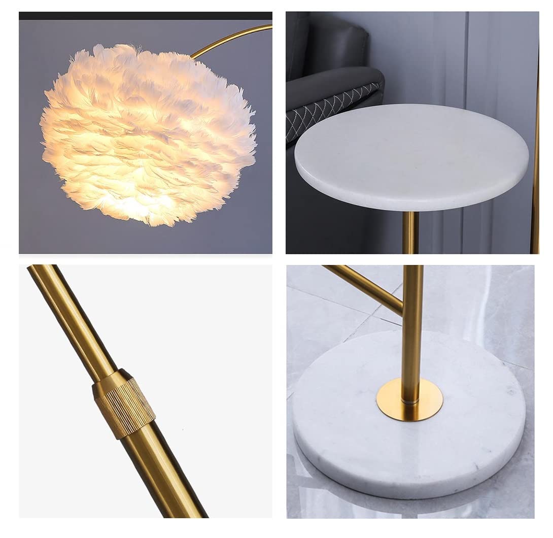 Dellemade Modern Floor Lamp with Table, Golden Finish, Stylish Design for Living Room and Bedroom, Model 1