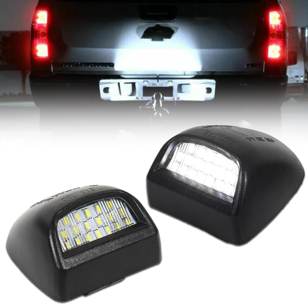 VANKUB LED License Plate Light for Chevy/GMC, 6000K Xenon White, Black, 2 PCS