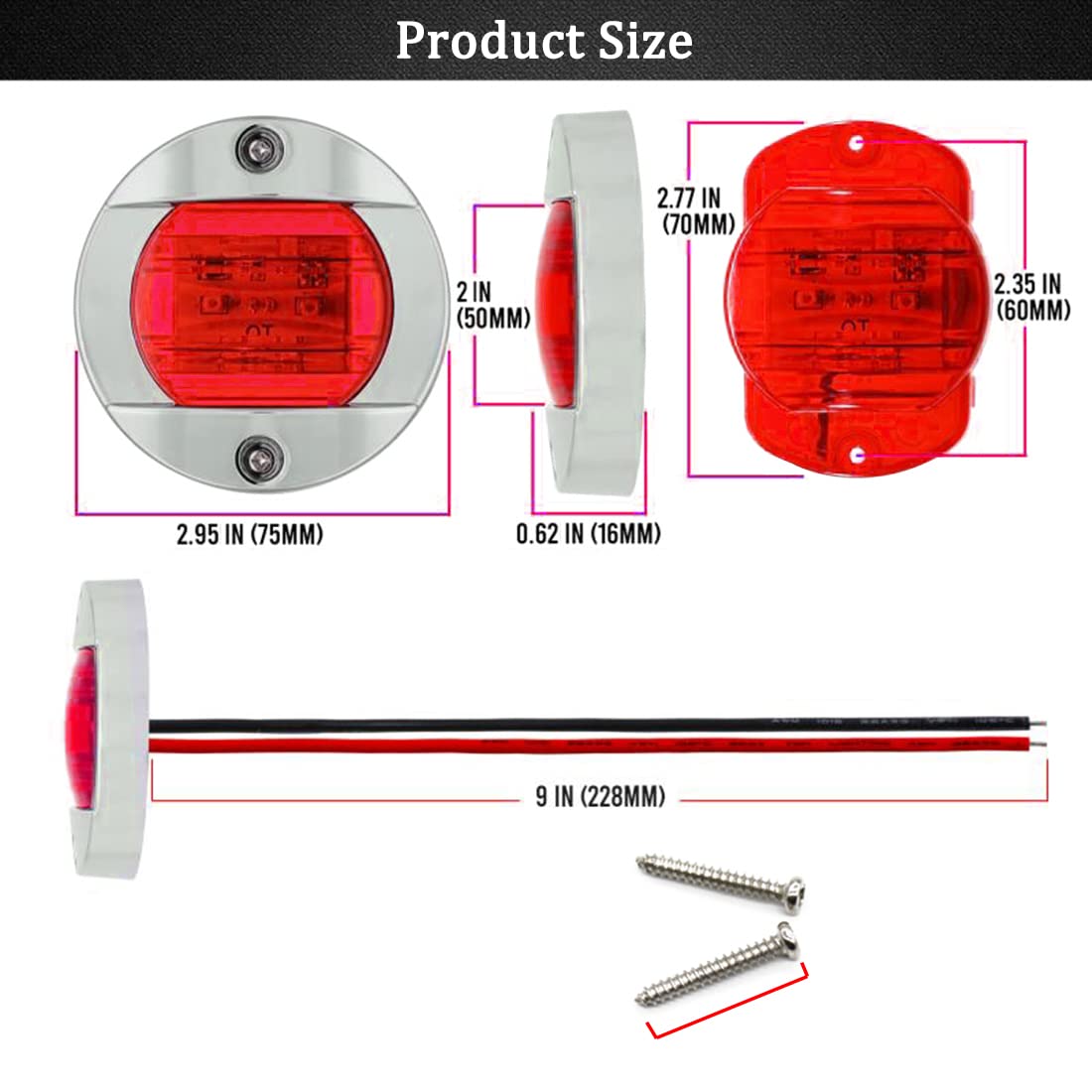 Boaton LED Night Fishing Lights - Red Marine Deck & Courtesy Lights for Boats and Yachts, Interior & Exterior Use