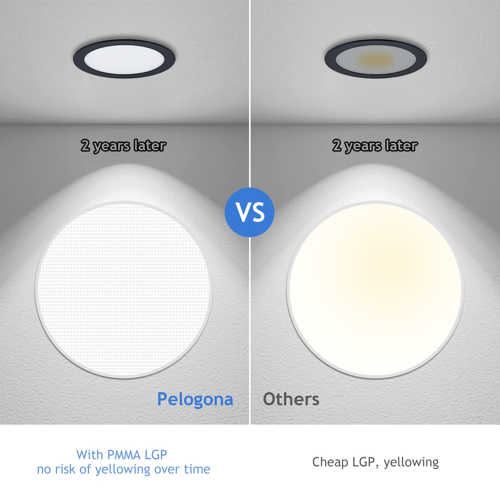 Pelogona 8 Inch Led Recessed Light Canless, Dimmable & 3 Color Temperature Selectable, 18W, Bright 1600Lm, 120V, Ic Rated, Etl, Black, 12 Pack