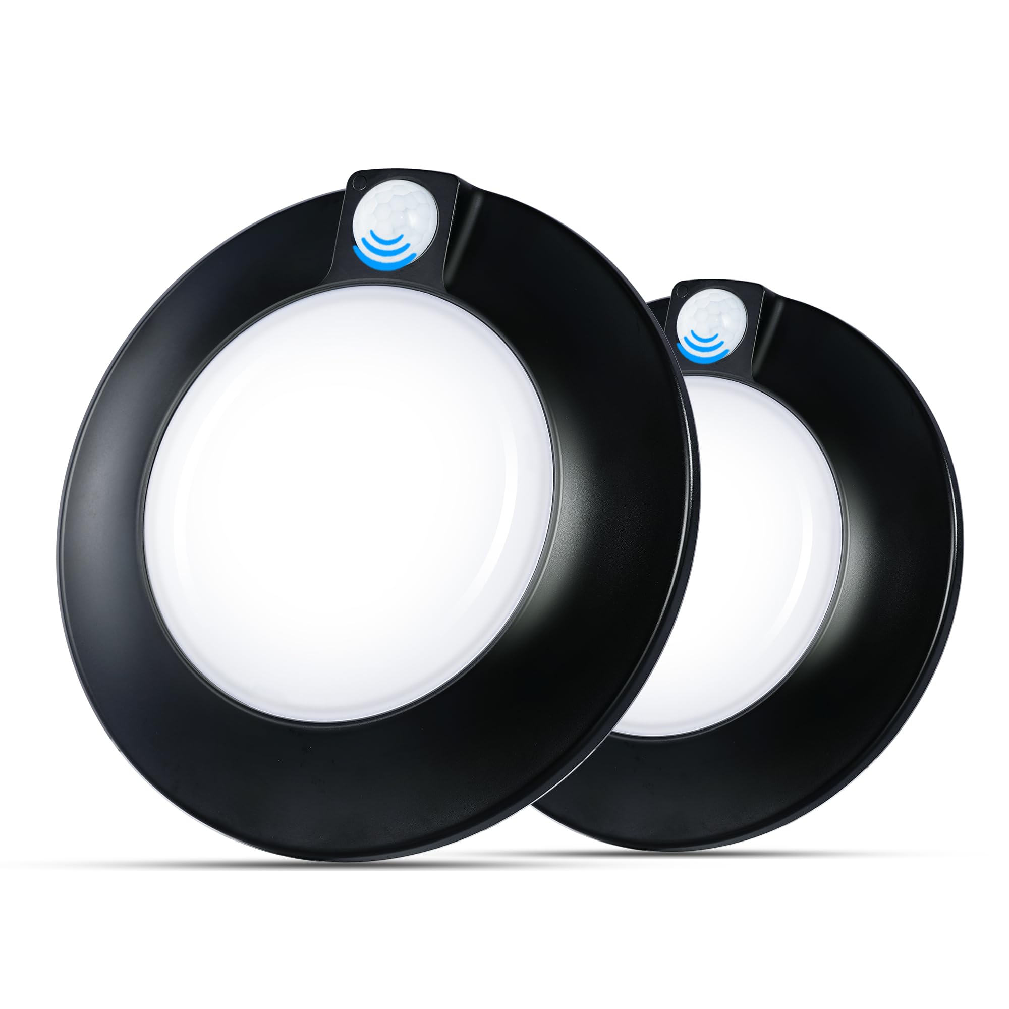 CLOUDY BAY Motion Sensor Ceiling Light, 10W 5000K, 6.5 Inch, Black, 2 Pack, Aluminum, Model 80f5bf28-ebc3